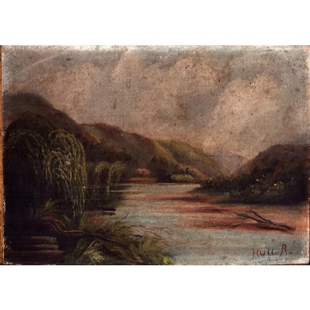 Antique painting of the Hutt river (New Zealand) by Makgill ...