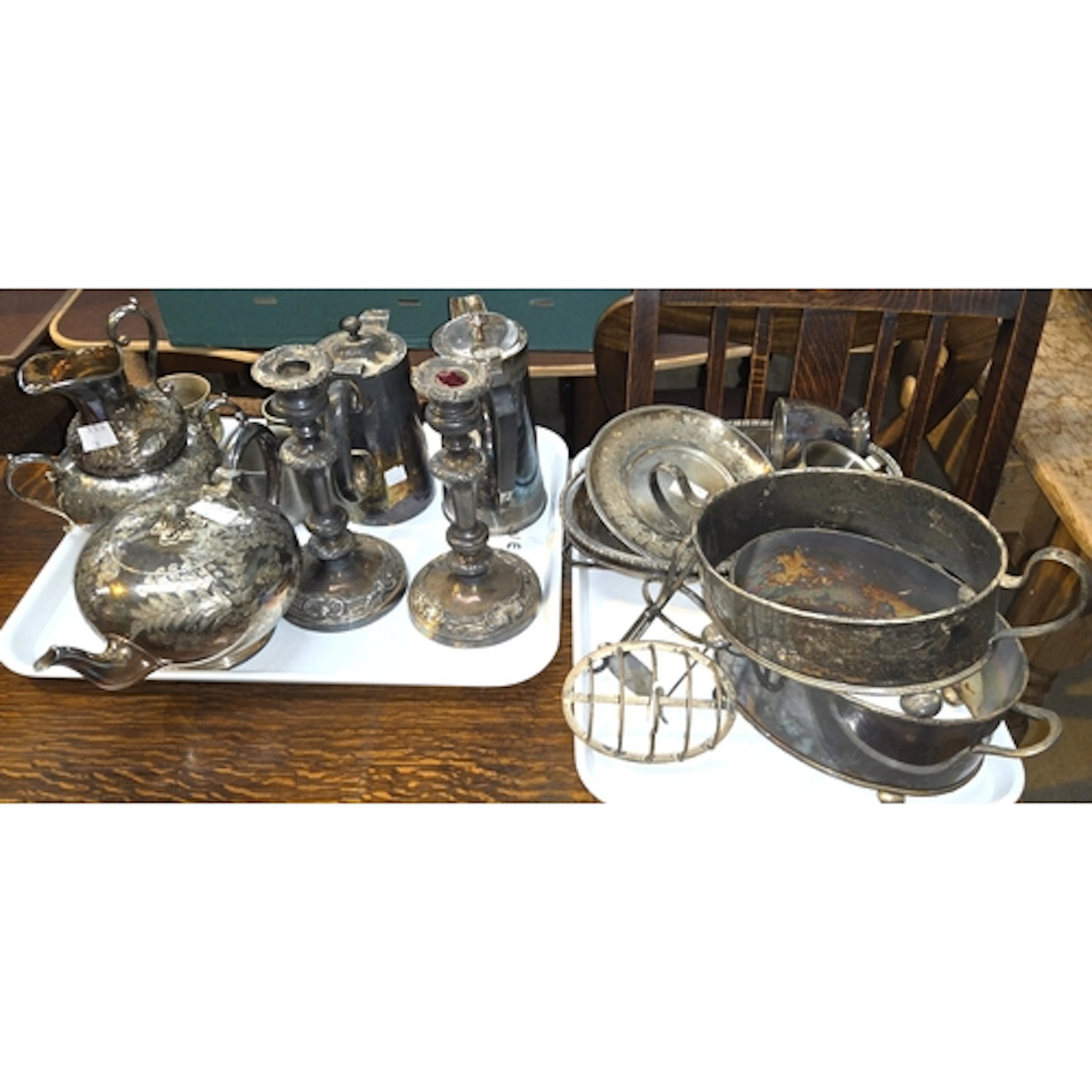 A selection of Victorian and later EPNS inc. a chased 3 piec...