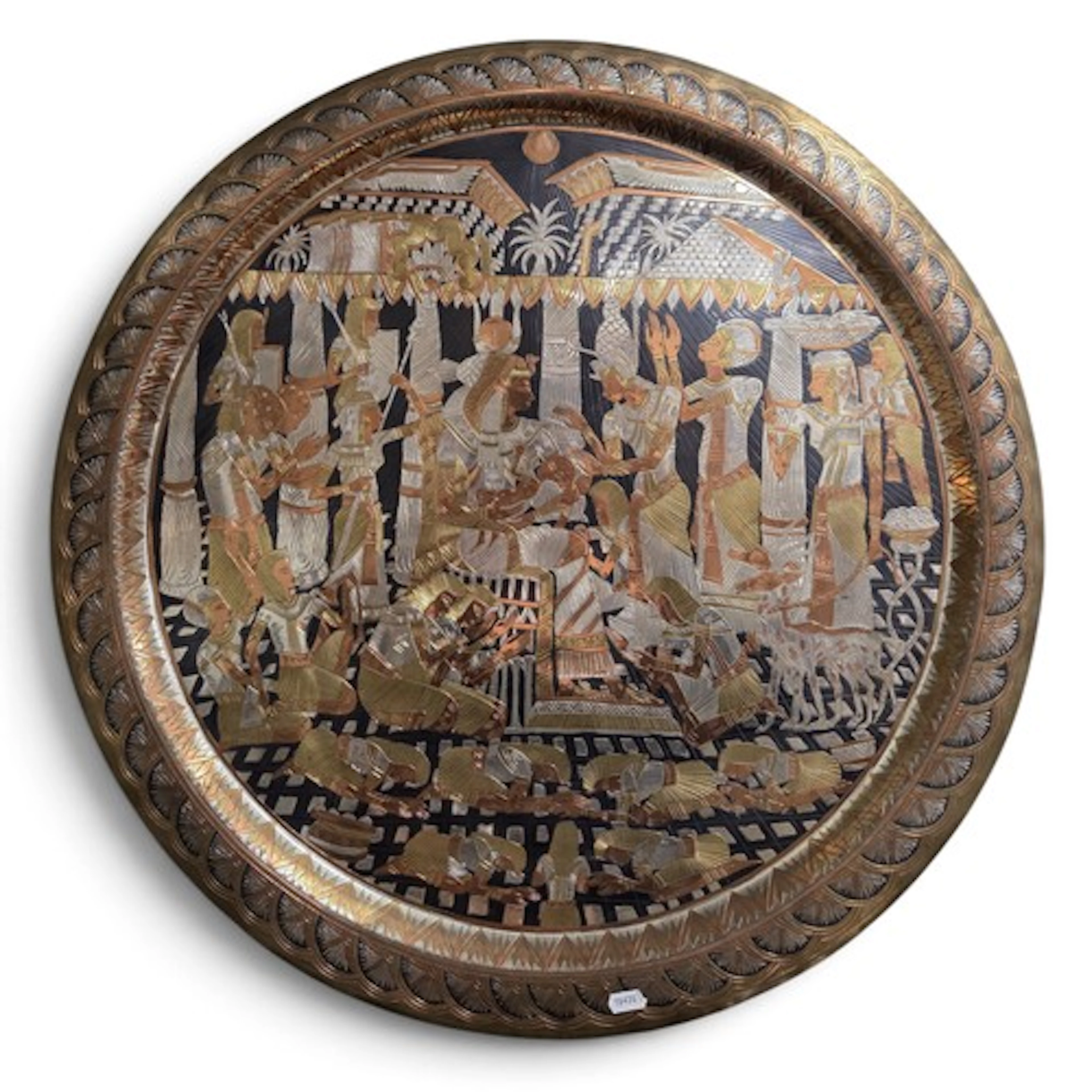 A large Egyptian Brass wall Plaque.