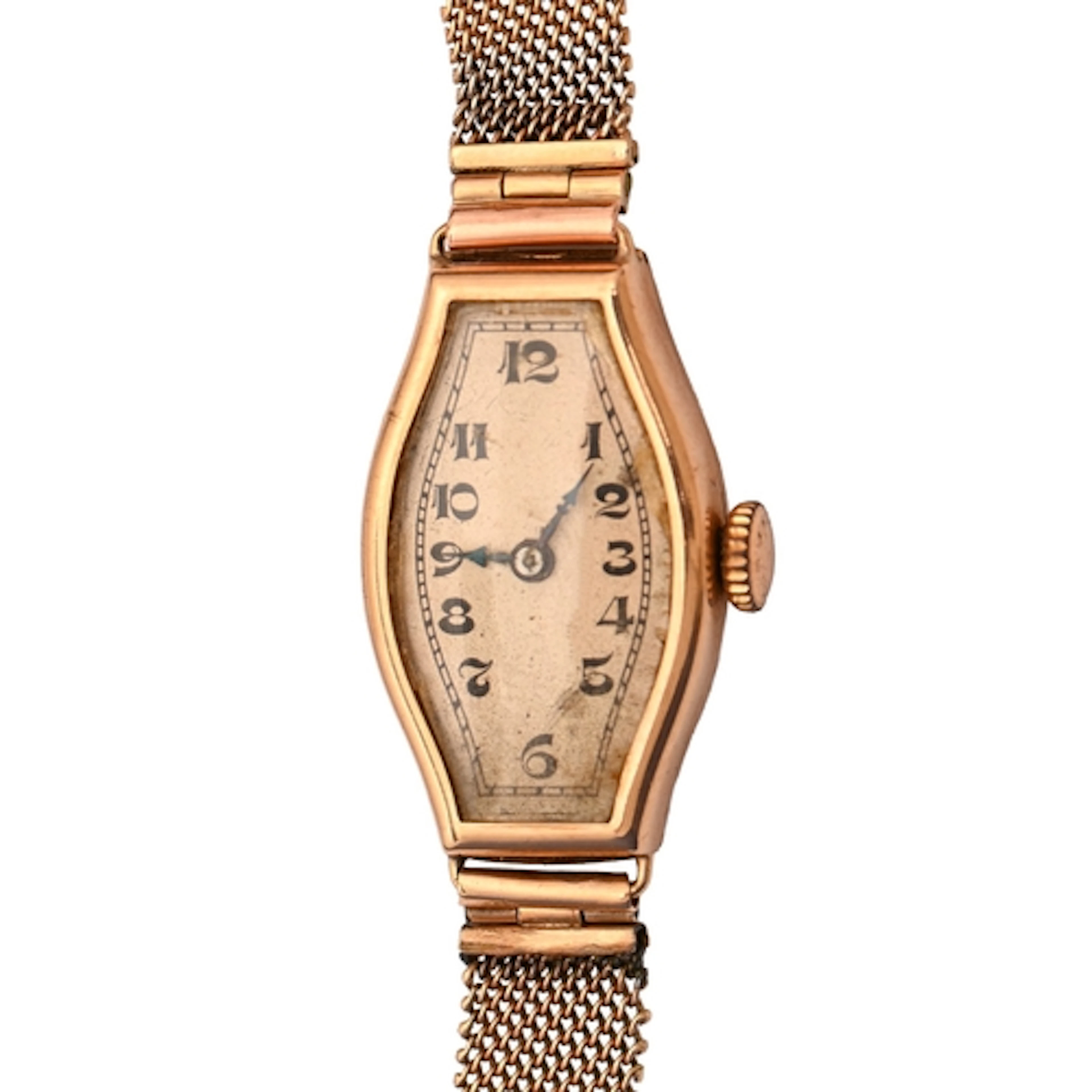 A 9ct gold lady's wristwatch, 1.6 x 2.6cm, import marked, Lo...