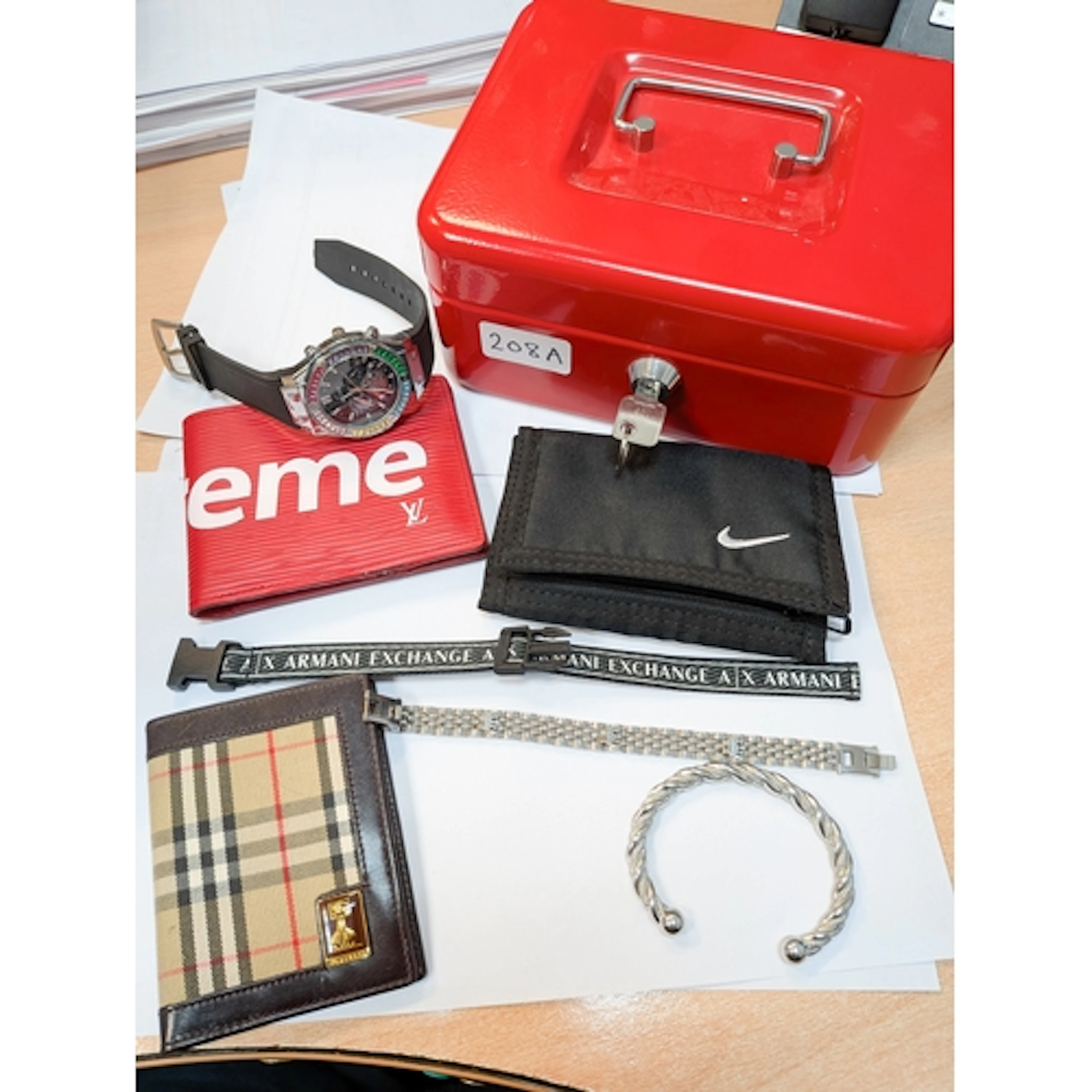 Modern gents jewellery - Armani clip bracelet, dress watch, ...