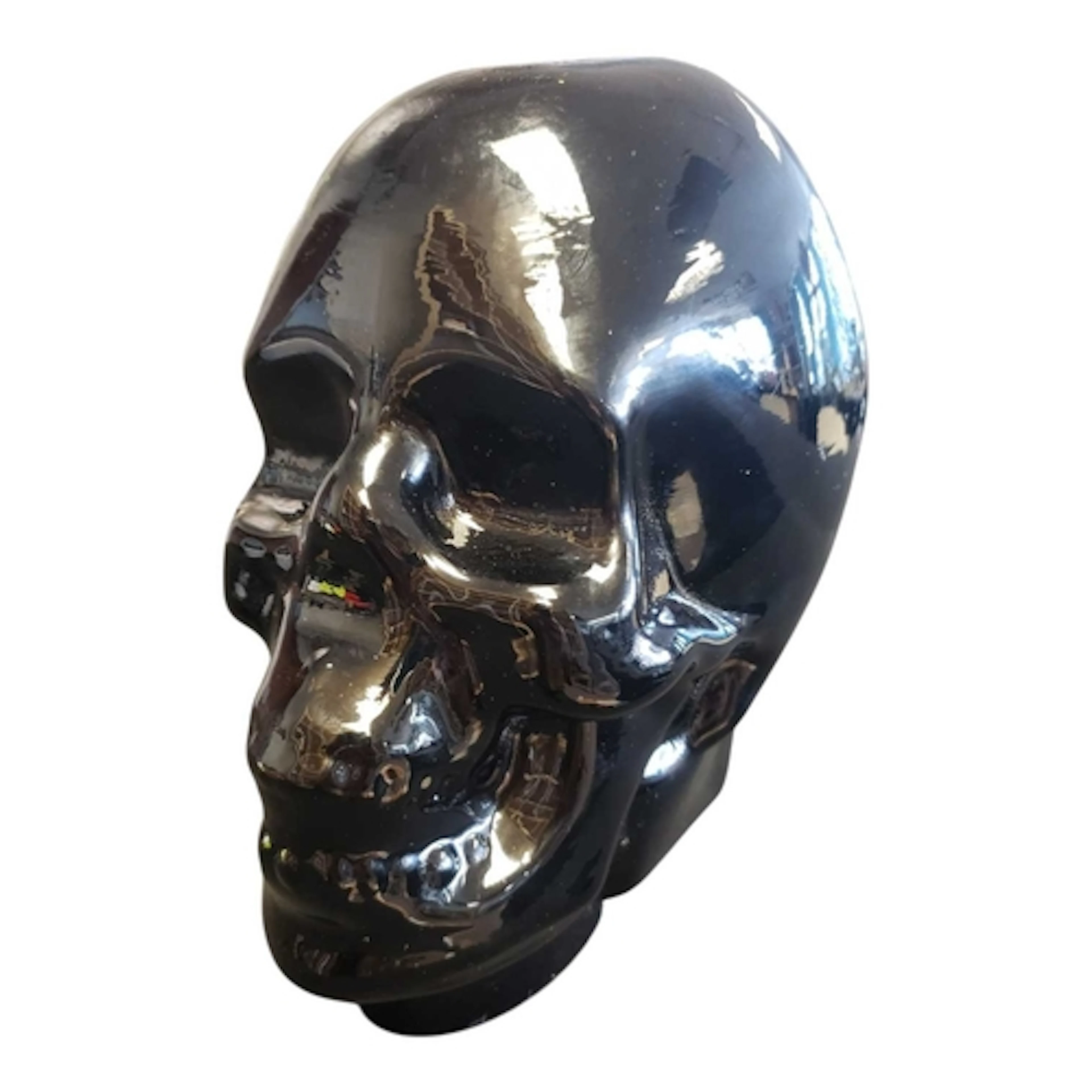 Contemporary black glass skull figure / sculpture. Featuring...