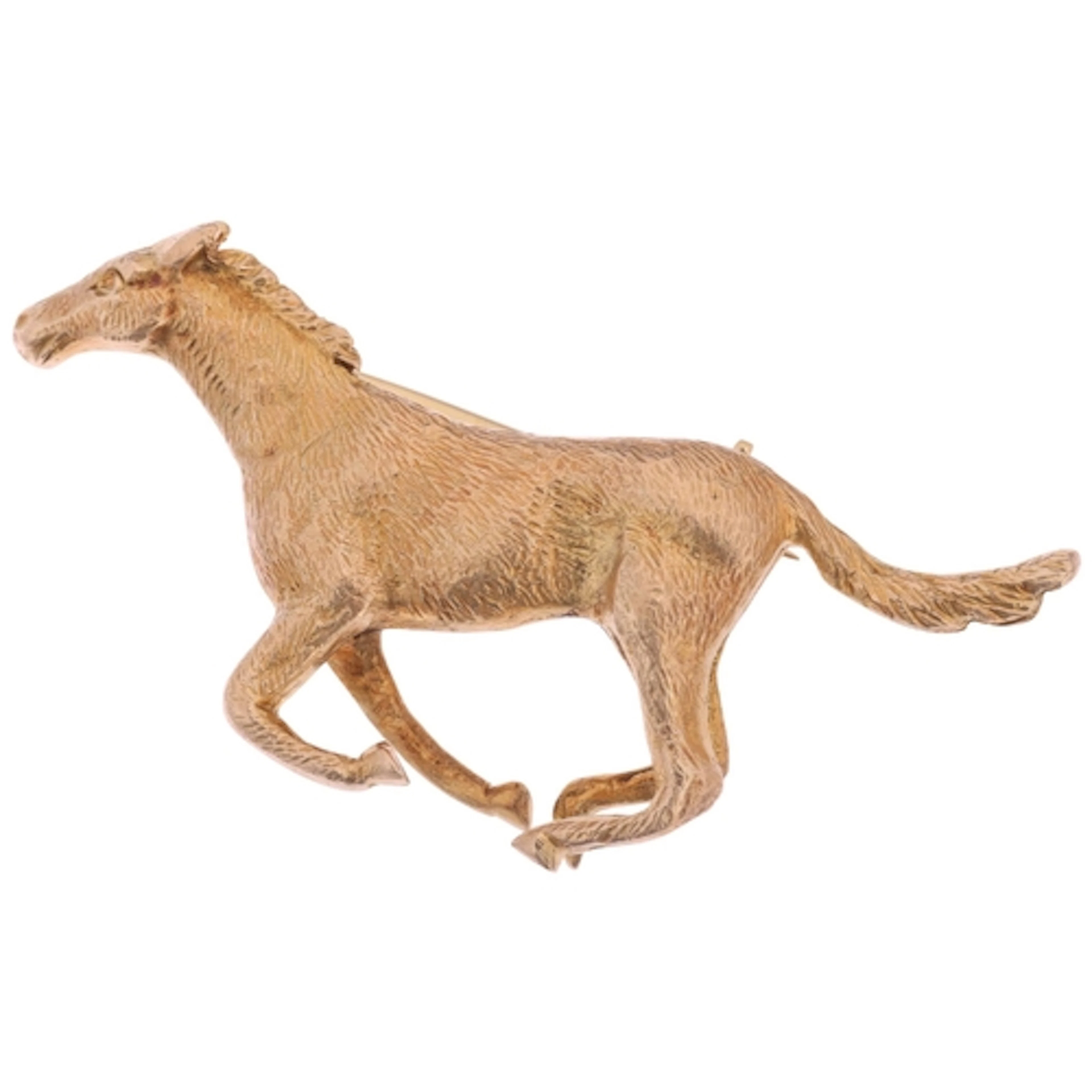 A Vintage 9ct gold horse brooch, maker CWY, Birmingham 1974,...