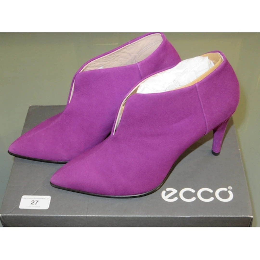 Pair of dark purple suede ankle boots by Ecco, size 6, unwor...