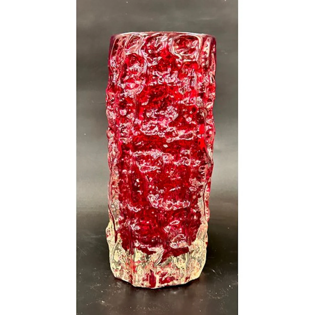 Geoffrey Baxter for Whitefriars; a textured glass Ruby Red B...
