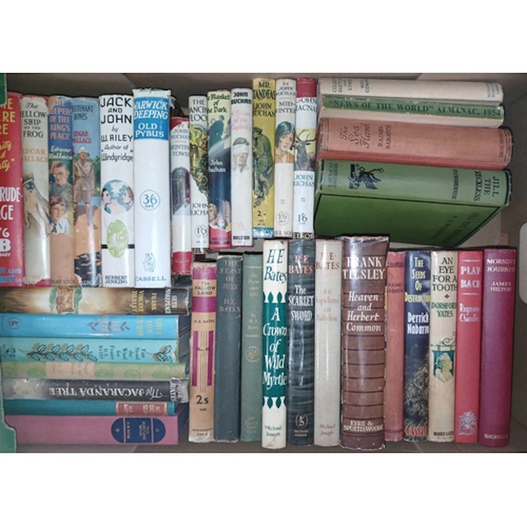 Four boxes of mainly early to mid 20th century hardback book...