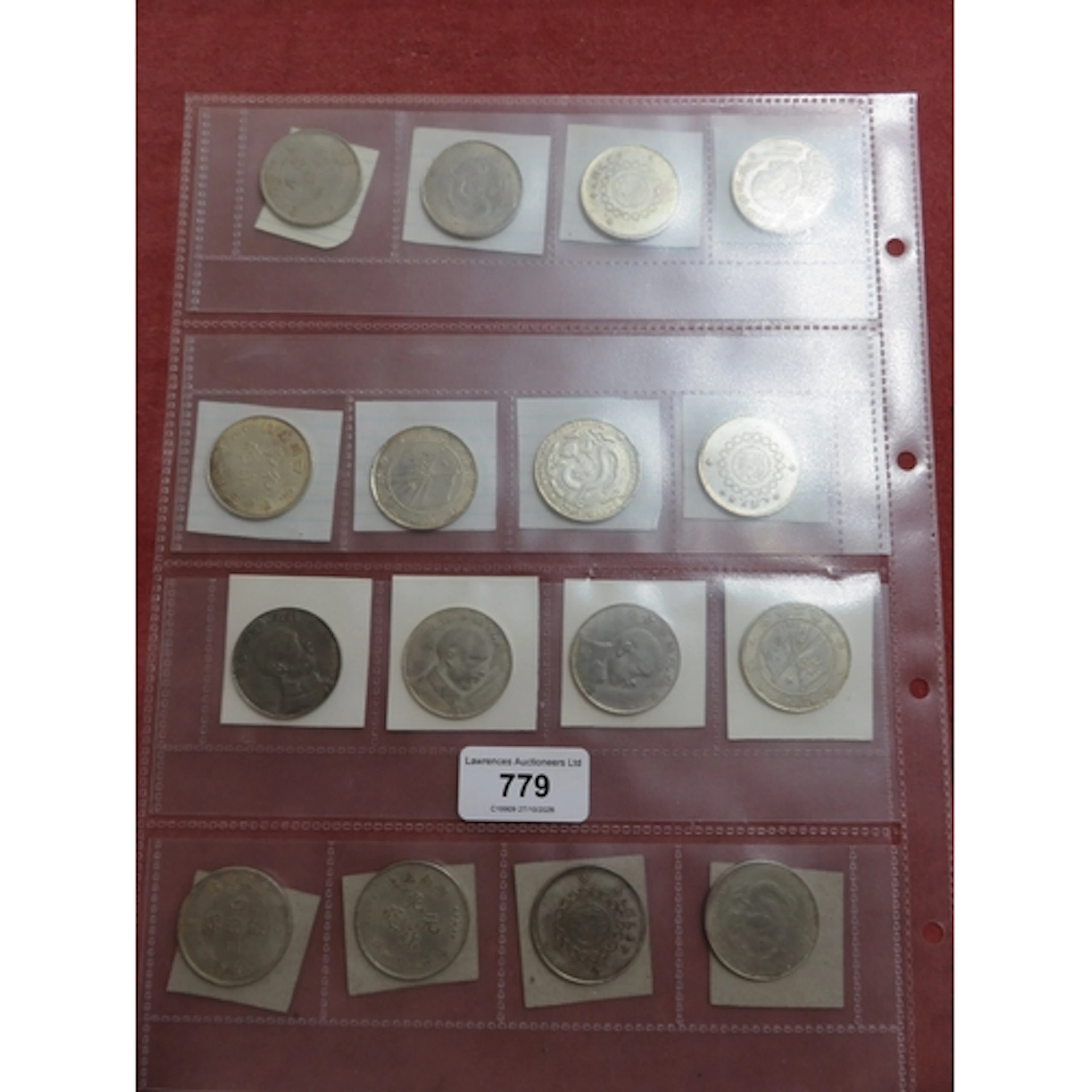 Loose leaf, containing a collection of Chinese coinage