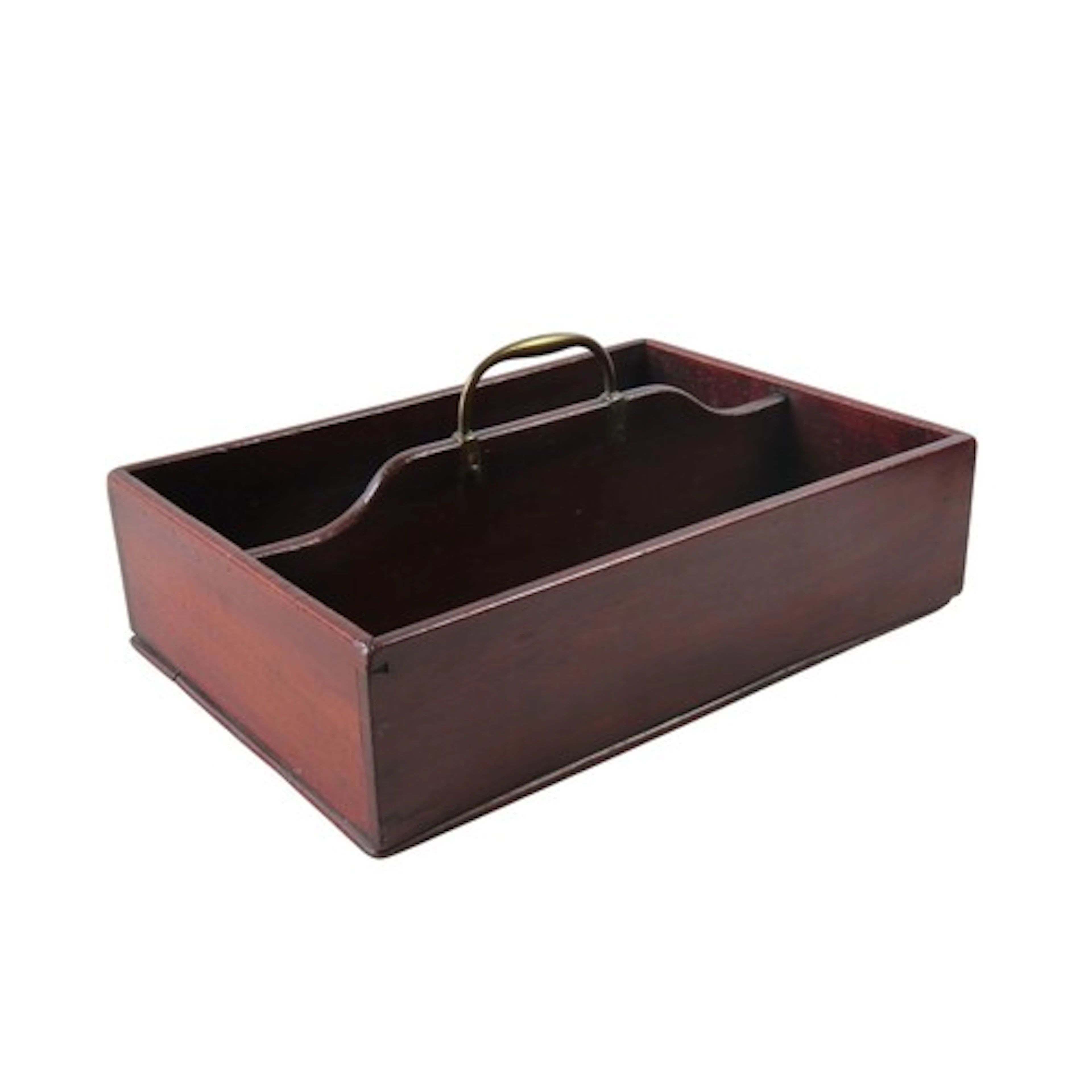 A GEORGE III MAHOGANY CUTLERY TRAY divided into two sections...