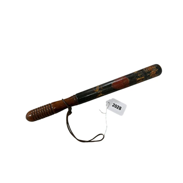 A late Victorian painted wooden truncheon with crowned VR, t...