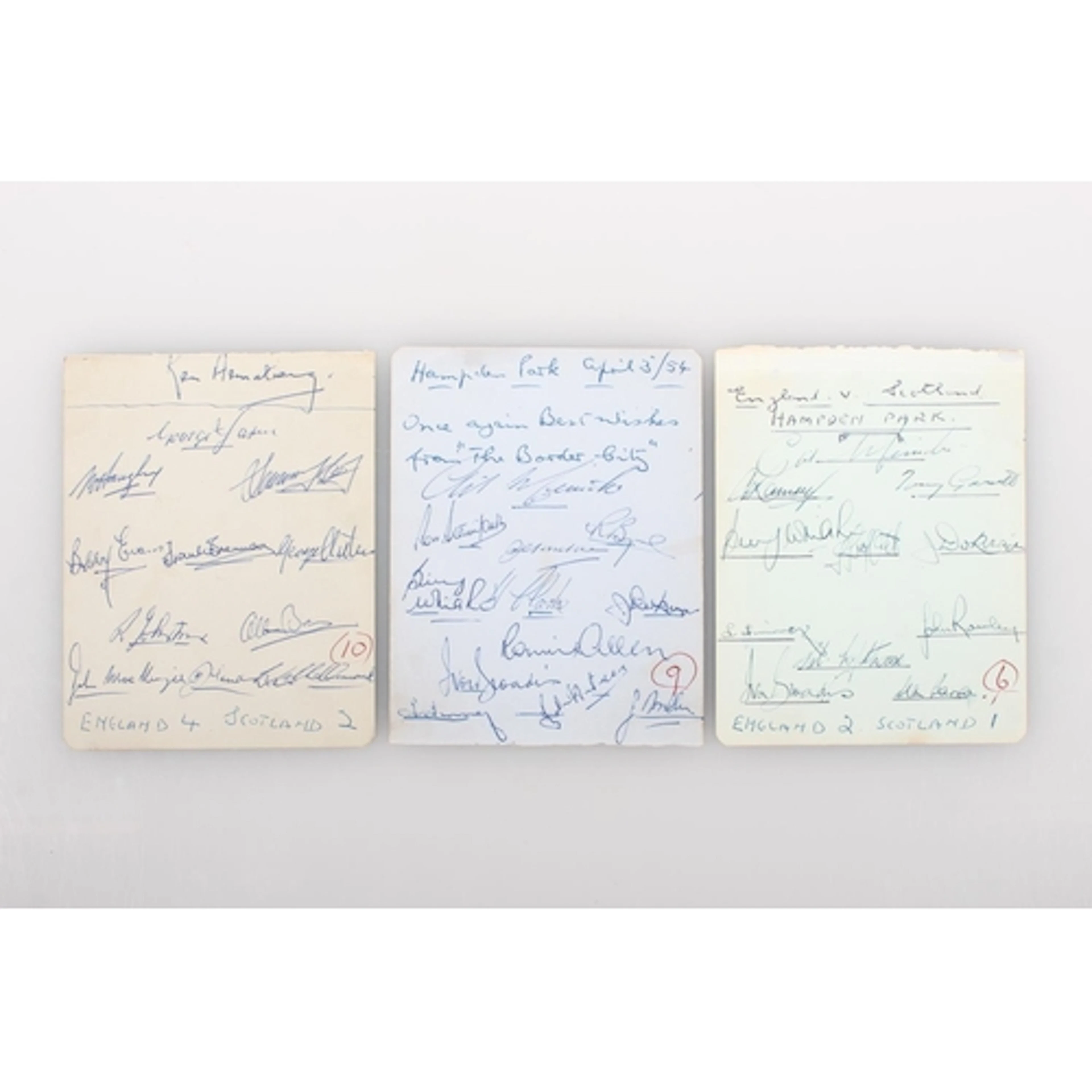 Football interest, three autograph albums pages bearing Scot...