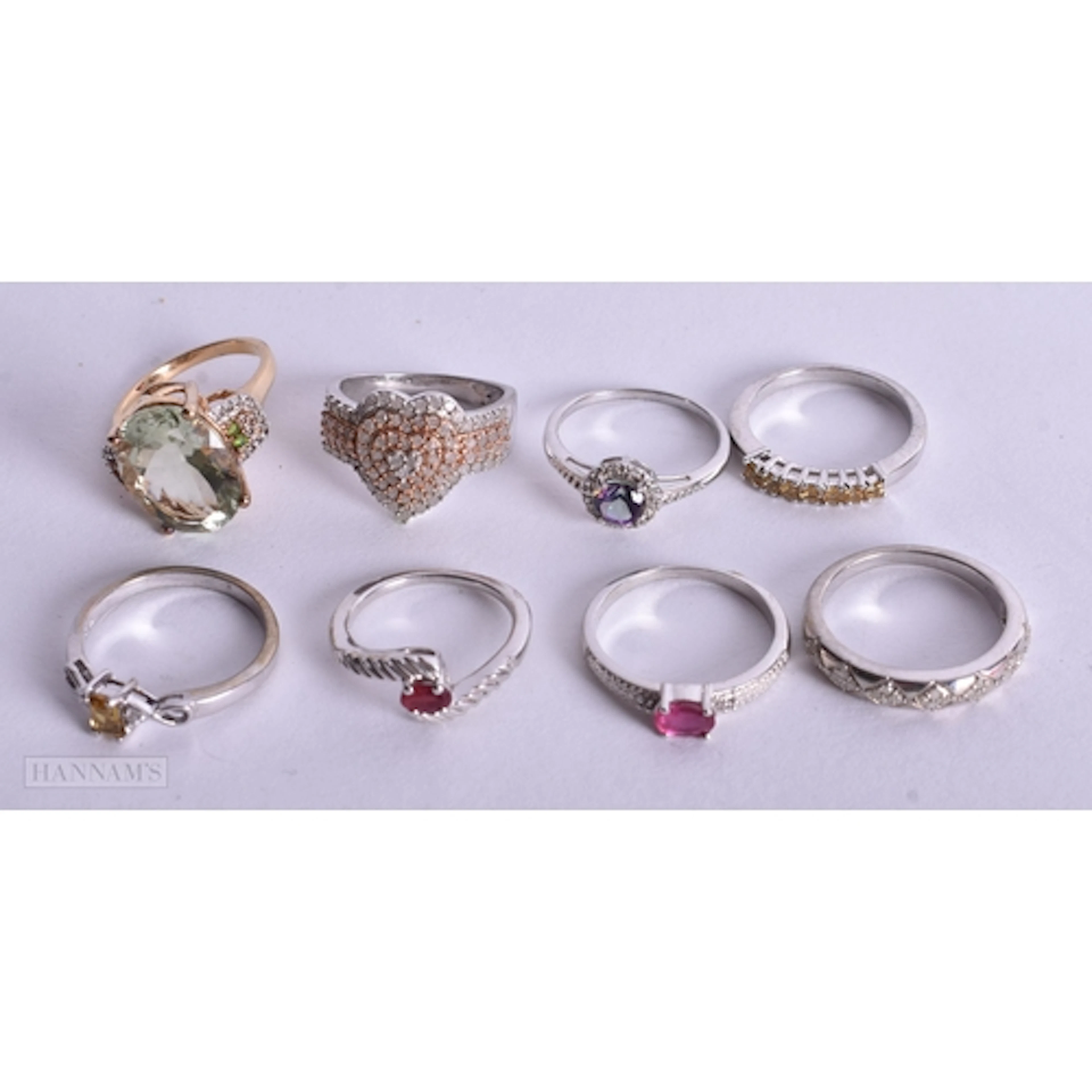 Collection of Sterling Silver Gemporia Rings inc. Diamond, E...