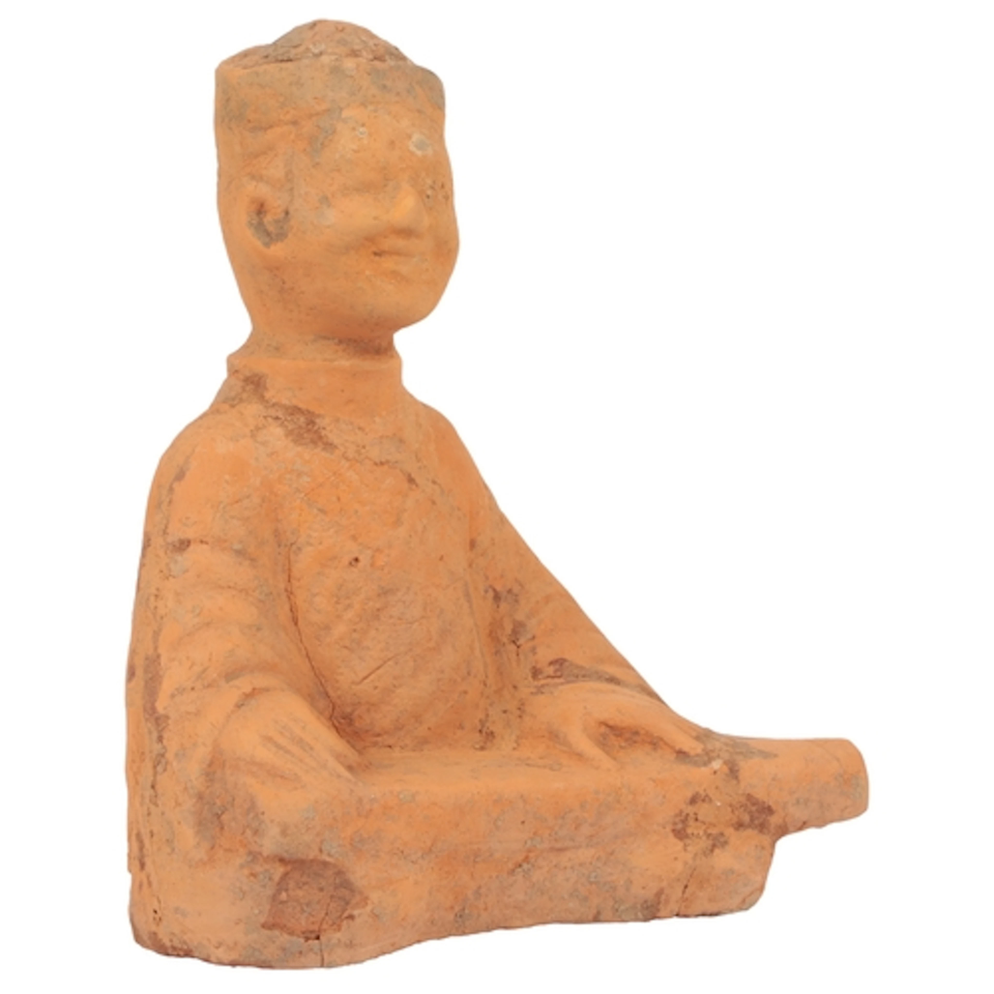 A Chinese terracotta kneeling figure of a musician, probably...