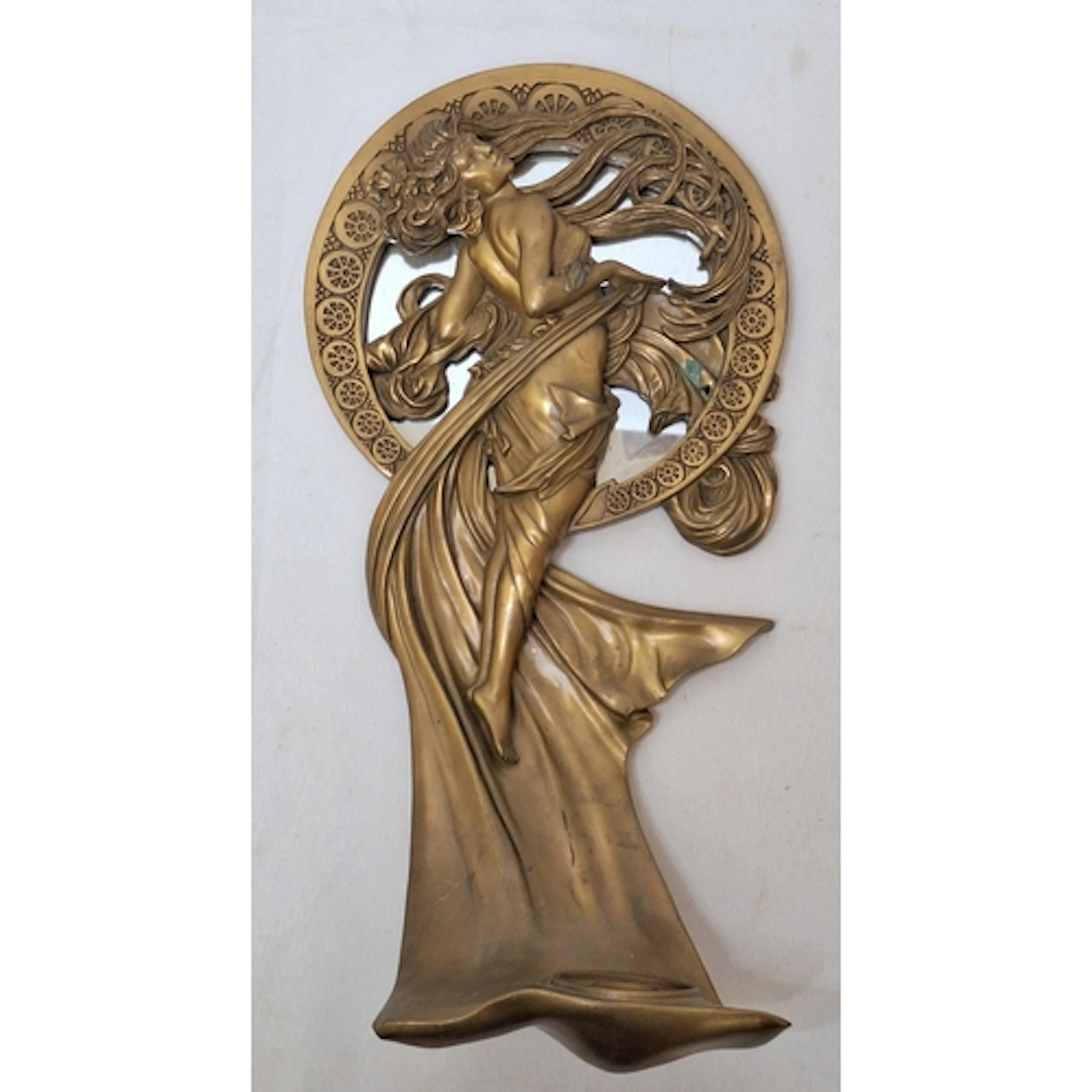 Art Nouveau Style Wall Hanging Mirror with candle holder, ap...
