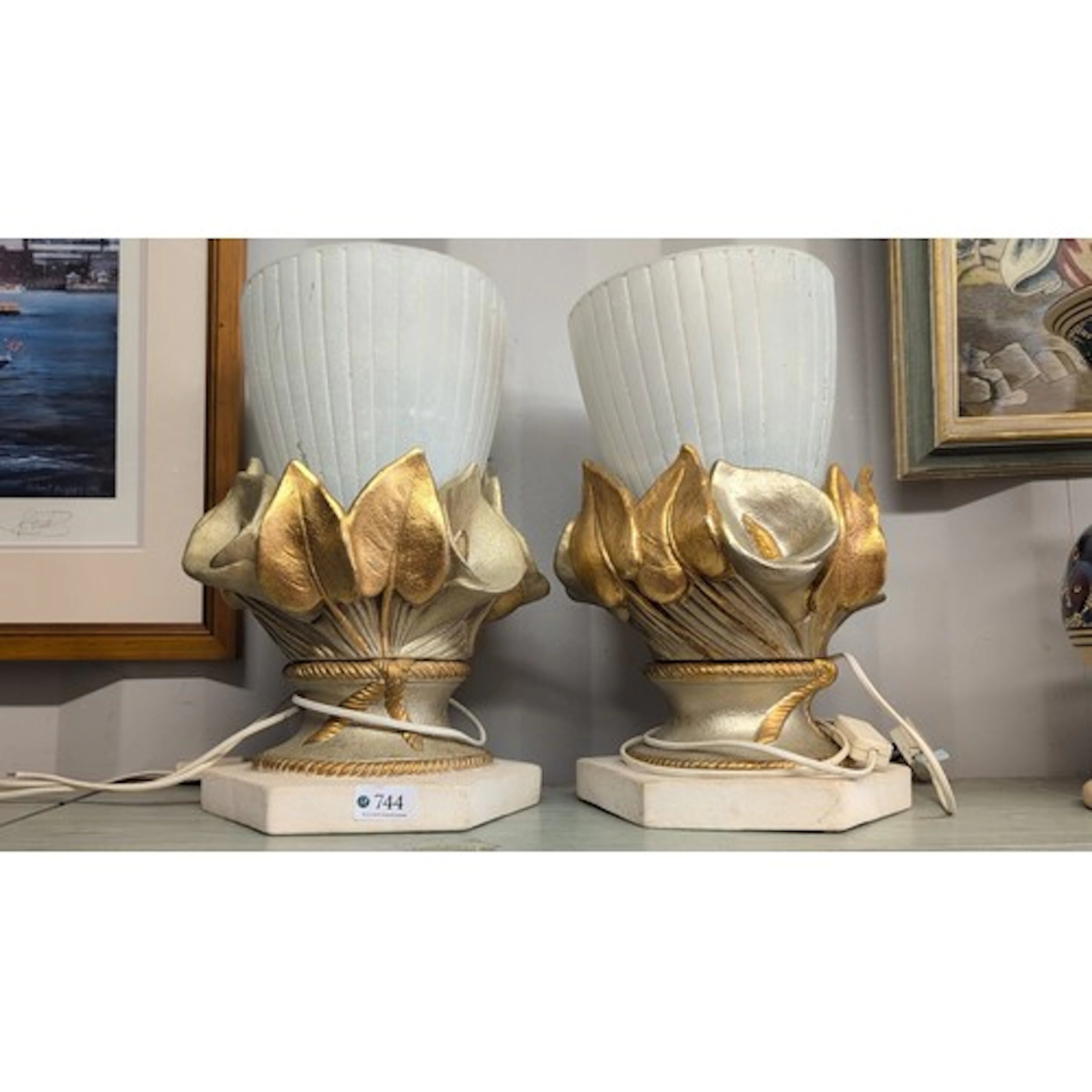 A pair of vintage Italian style gilt-metal table lamps with ...