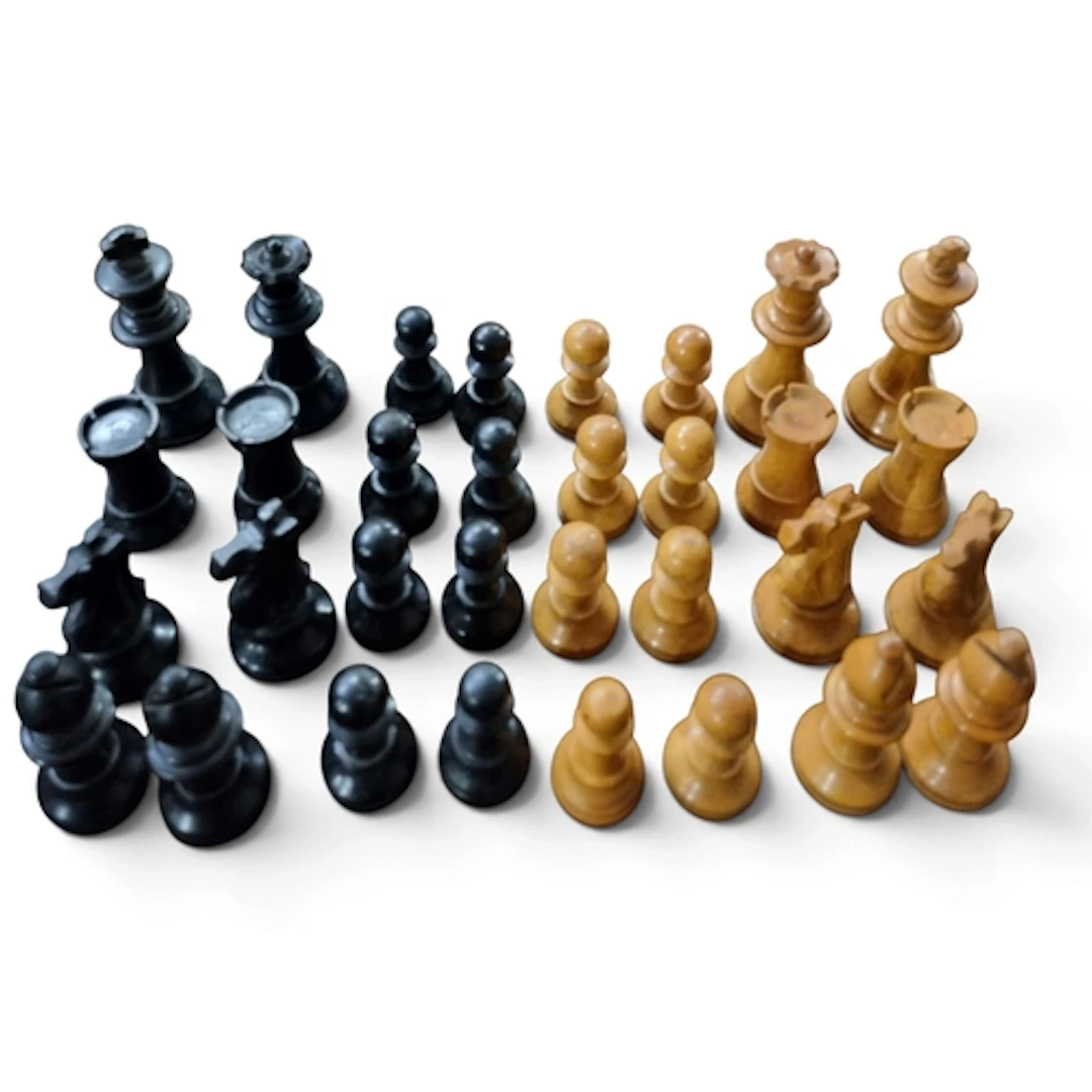A very good late 19th Century Treen complete Chess Set of eb...