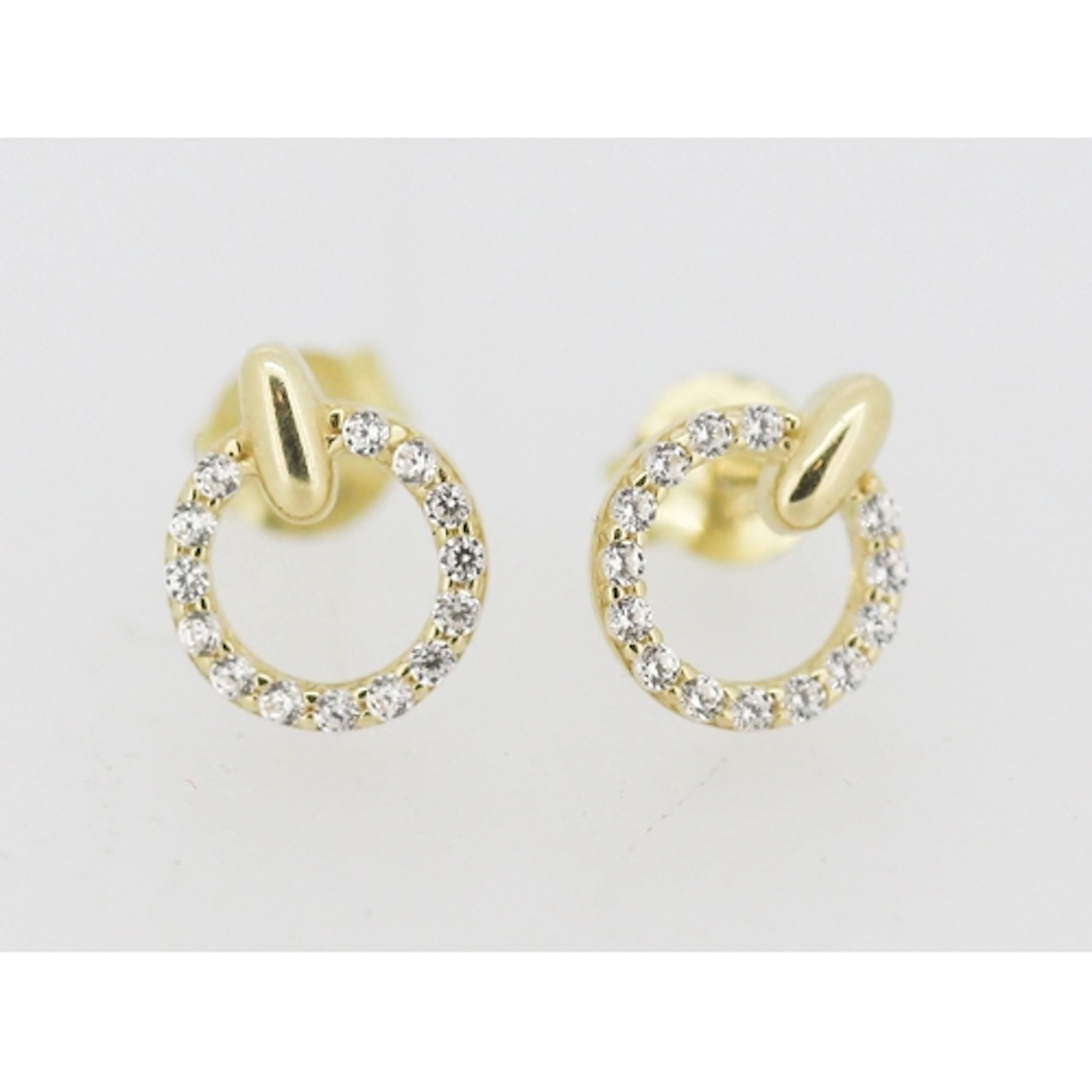 Pair of Cubic Zirconia Set Circular Form Earrings, Mounted i...