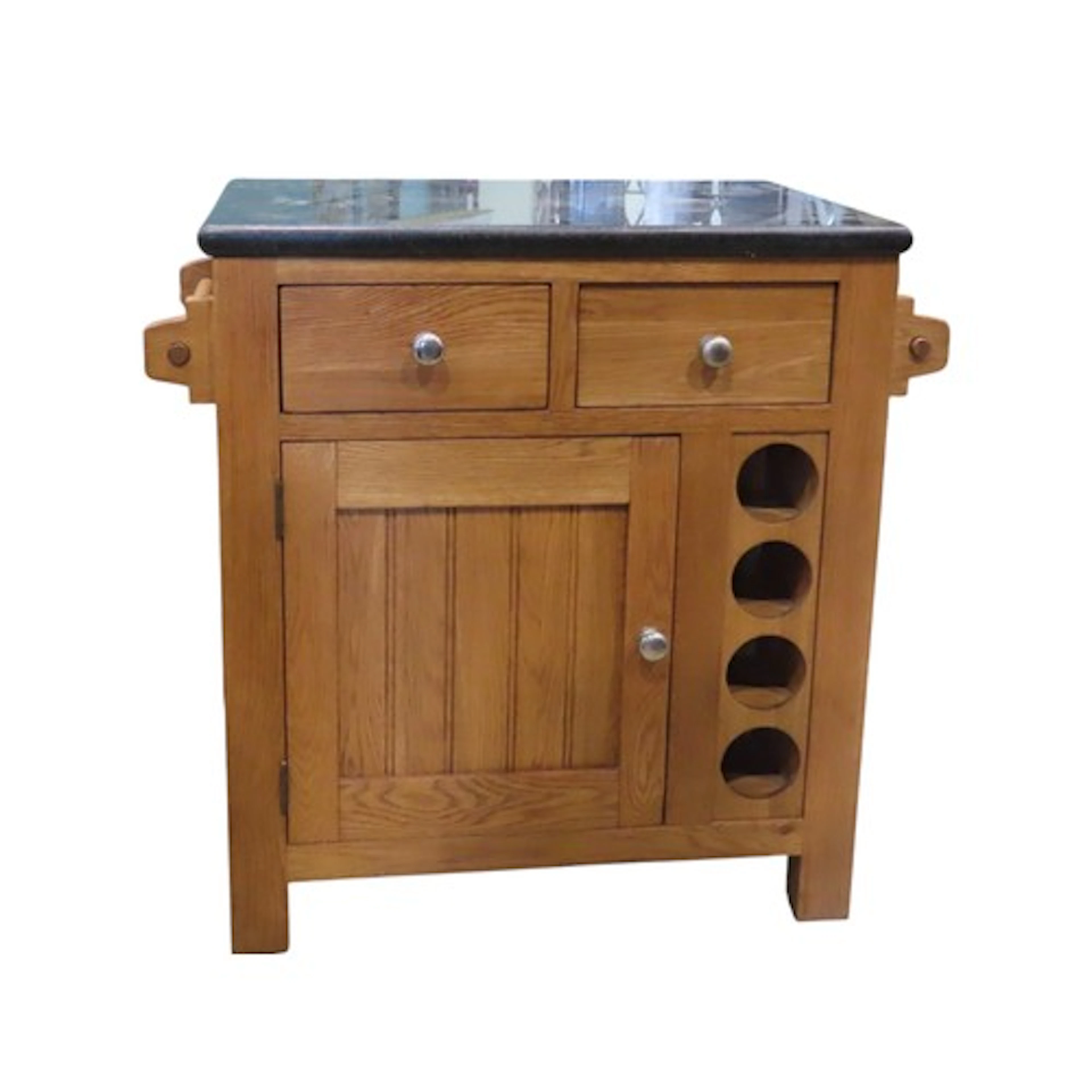 A good quality floorstanding kitchen island in oak with poli...