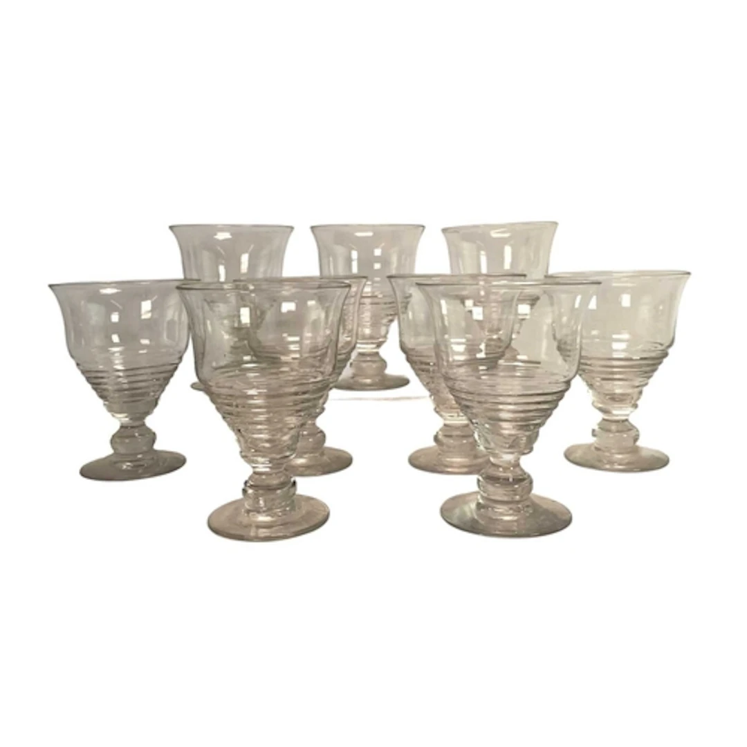 Stuart Stratford (belived) - a set of nine Art Deco wine gla...