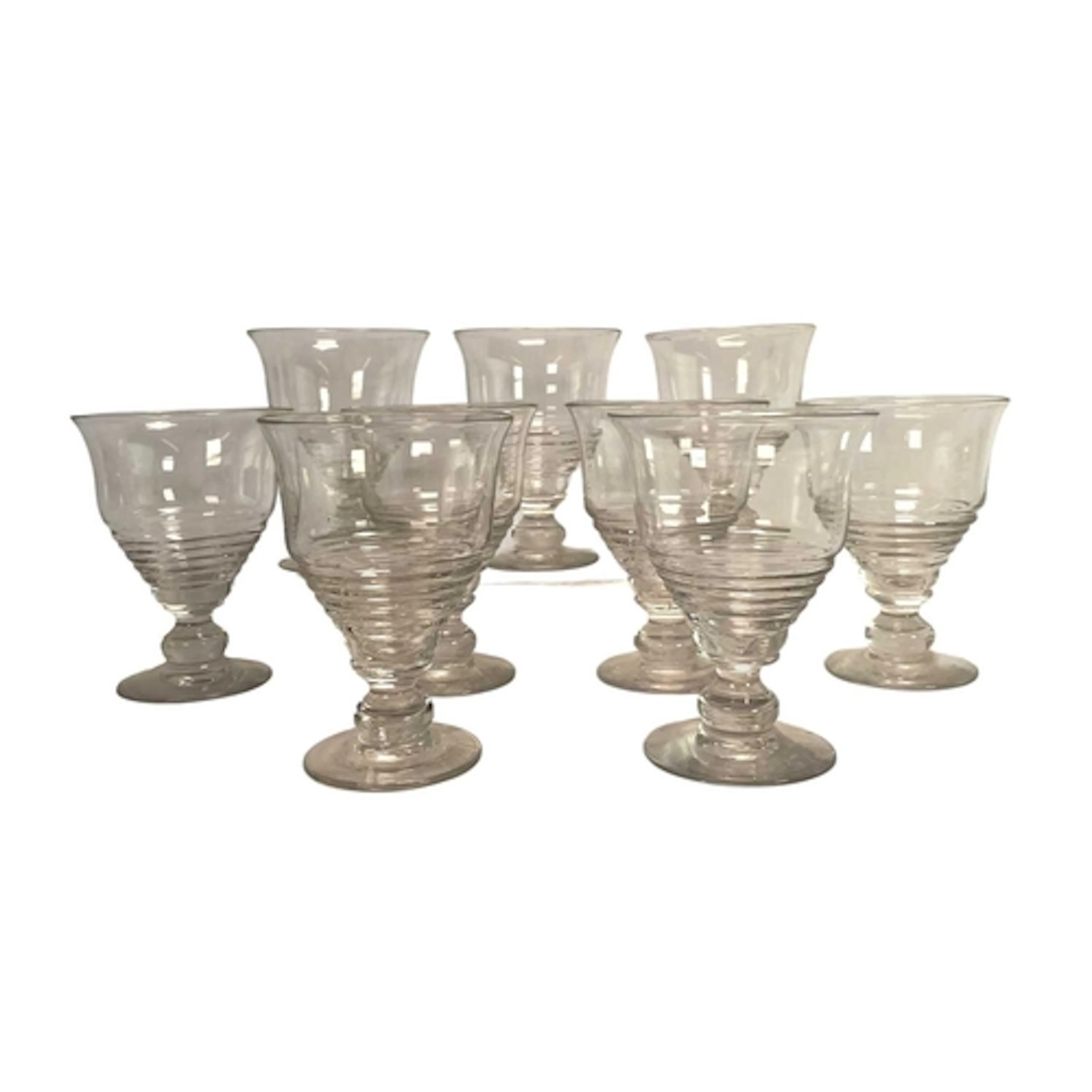 Stuart Stratford (belived) - a set of nine Art Deco wine gla...