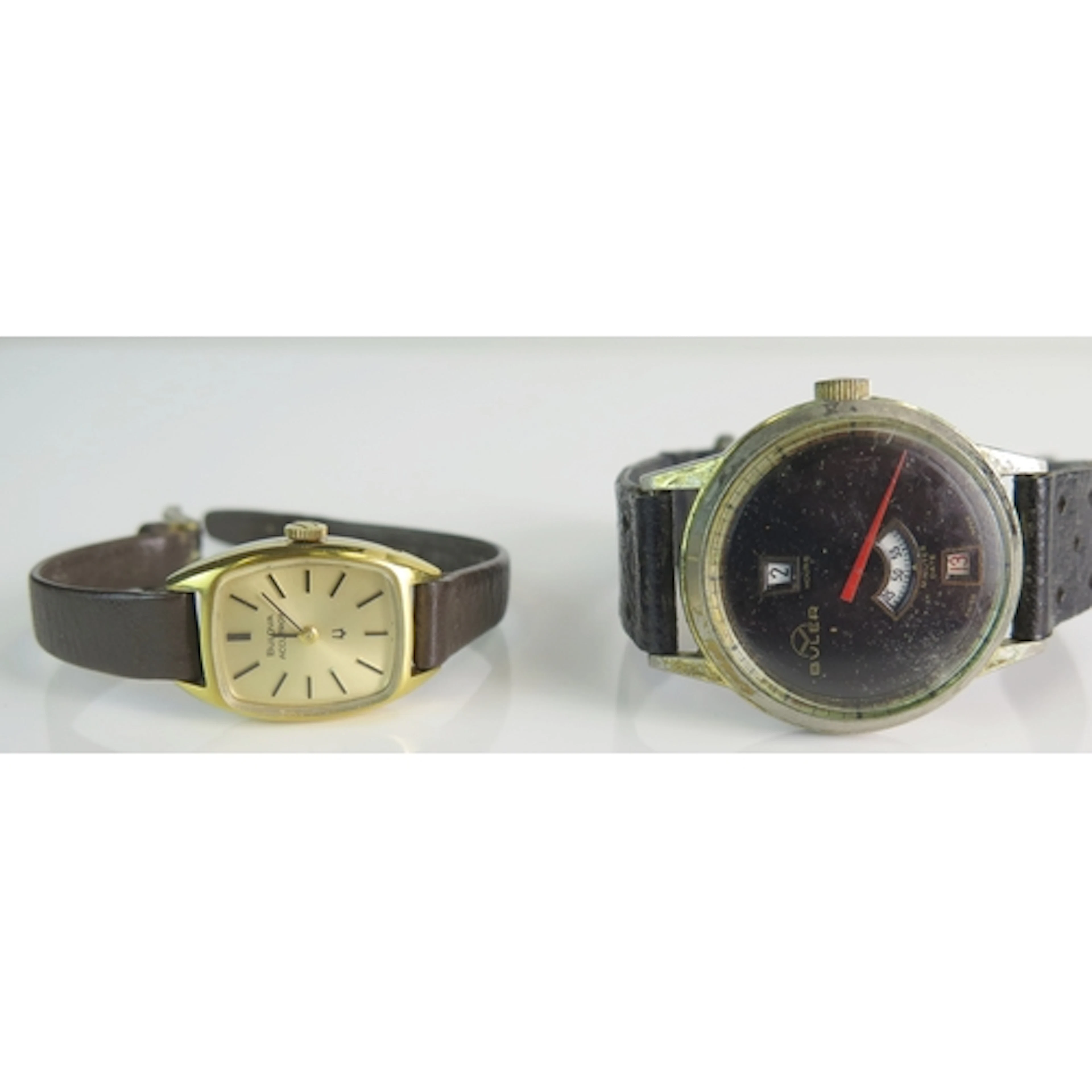 A Buler gent's jump hour manual wind wristwatch and a Bulova...