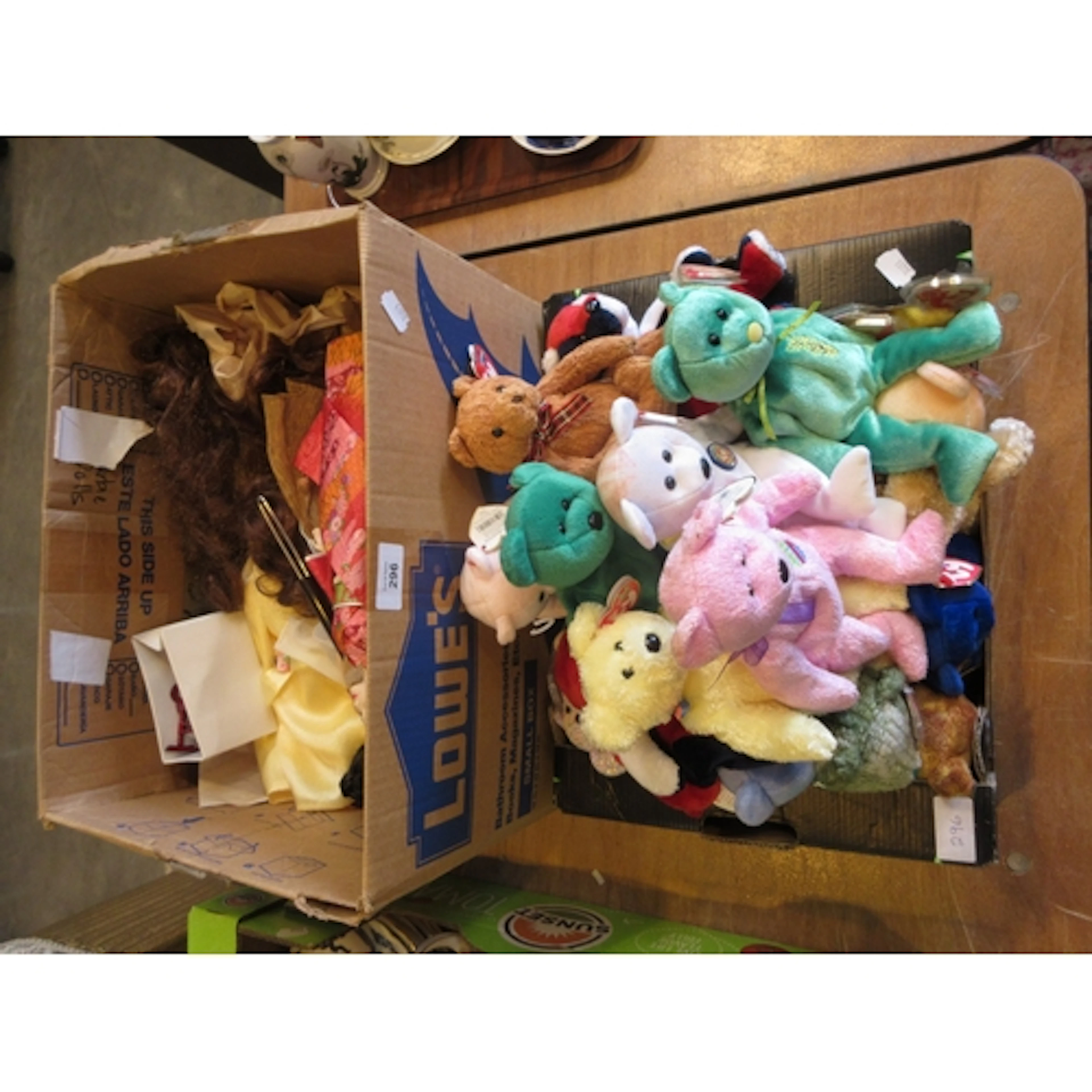 Ty Beanie Toys and a Box of Dolls