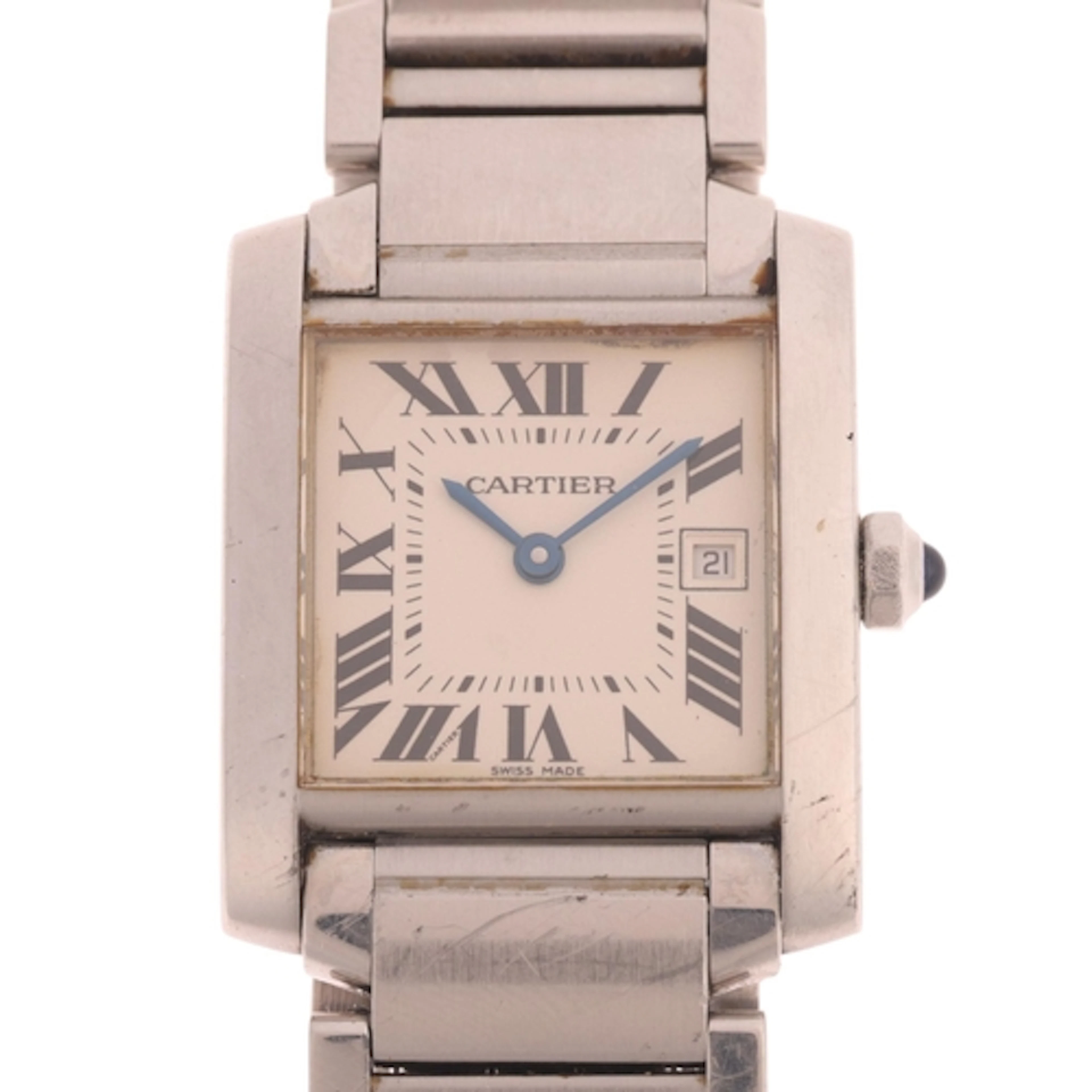 CARTIER - a mid-size stainless steel Tank Francaise quartz c...