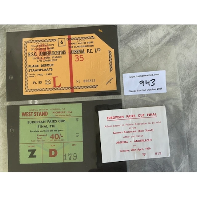 1970 Fairs Cup Final Football Tickets: Anderlecht v Arsenal ...