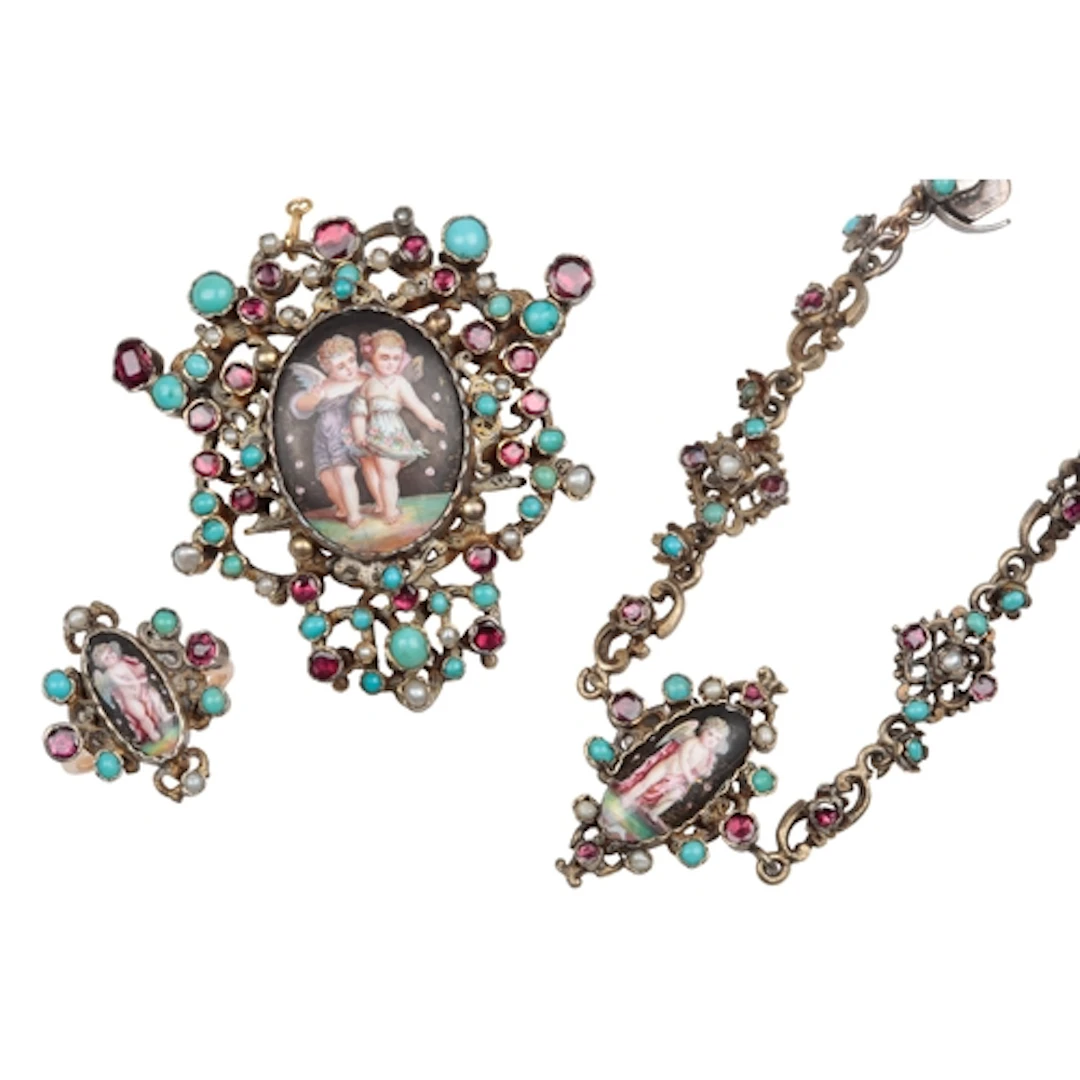 A suite of late 19th century Austro-Hungarian gilt white met...