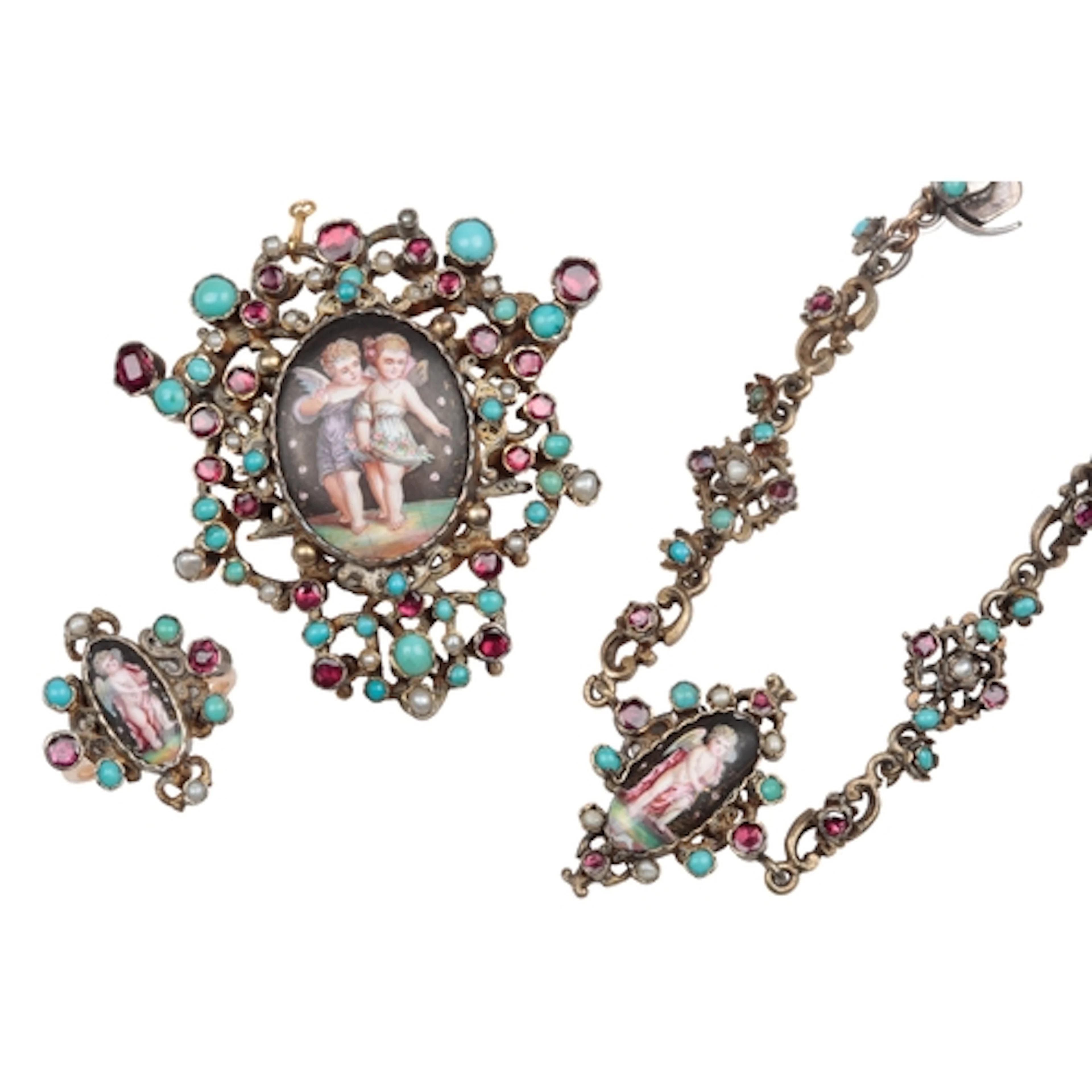A suite of late 19th century Austro-Hungarian gilt white met...