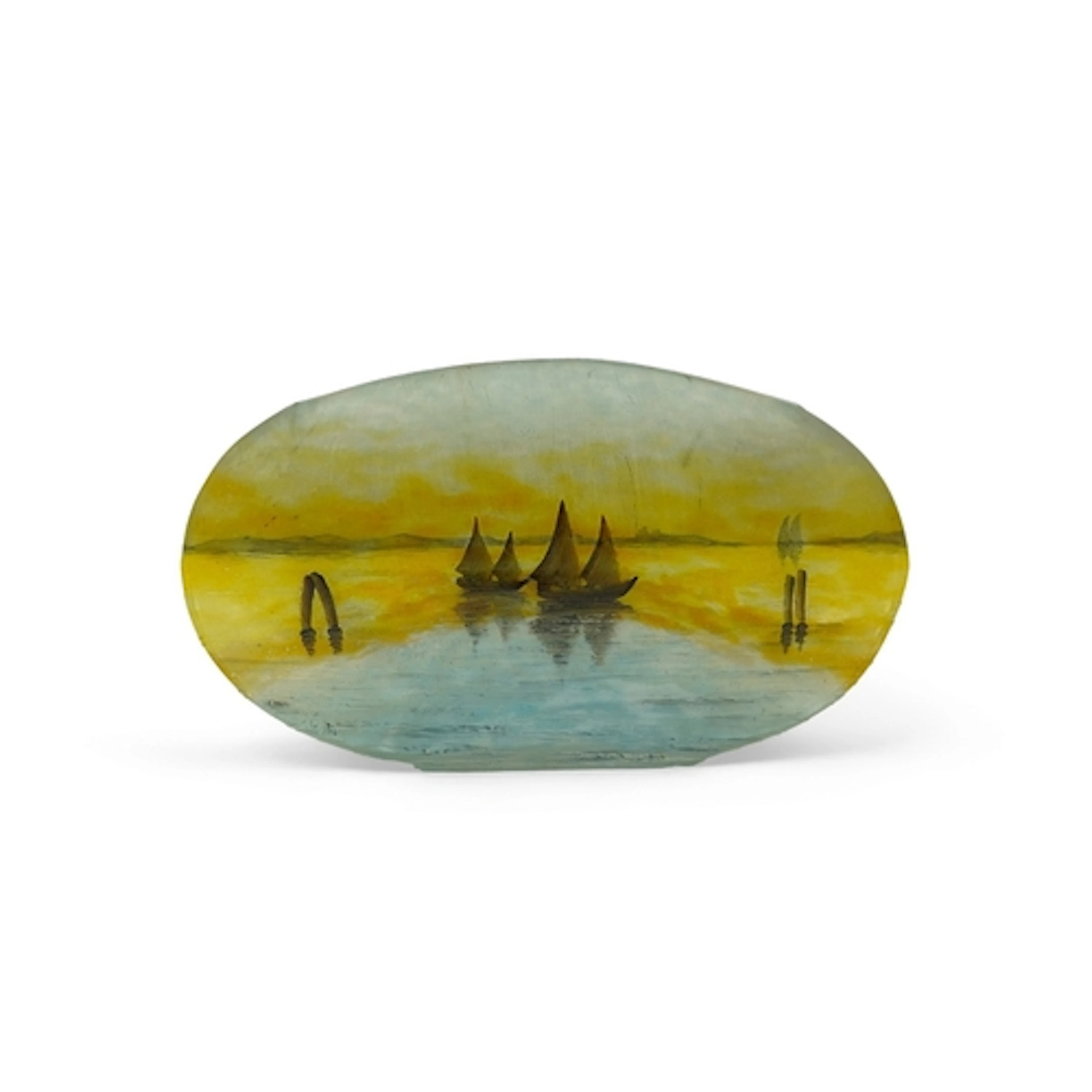 Daum Frères, Nancy: A Venetian Lagoon cameo glass pillow-s...
