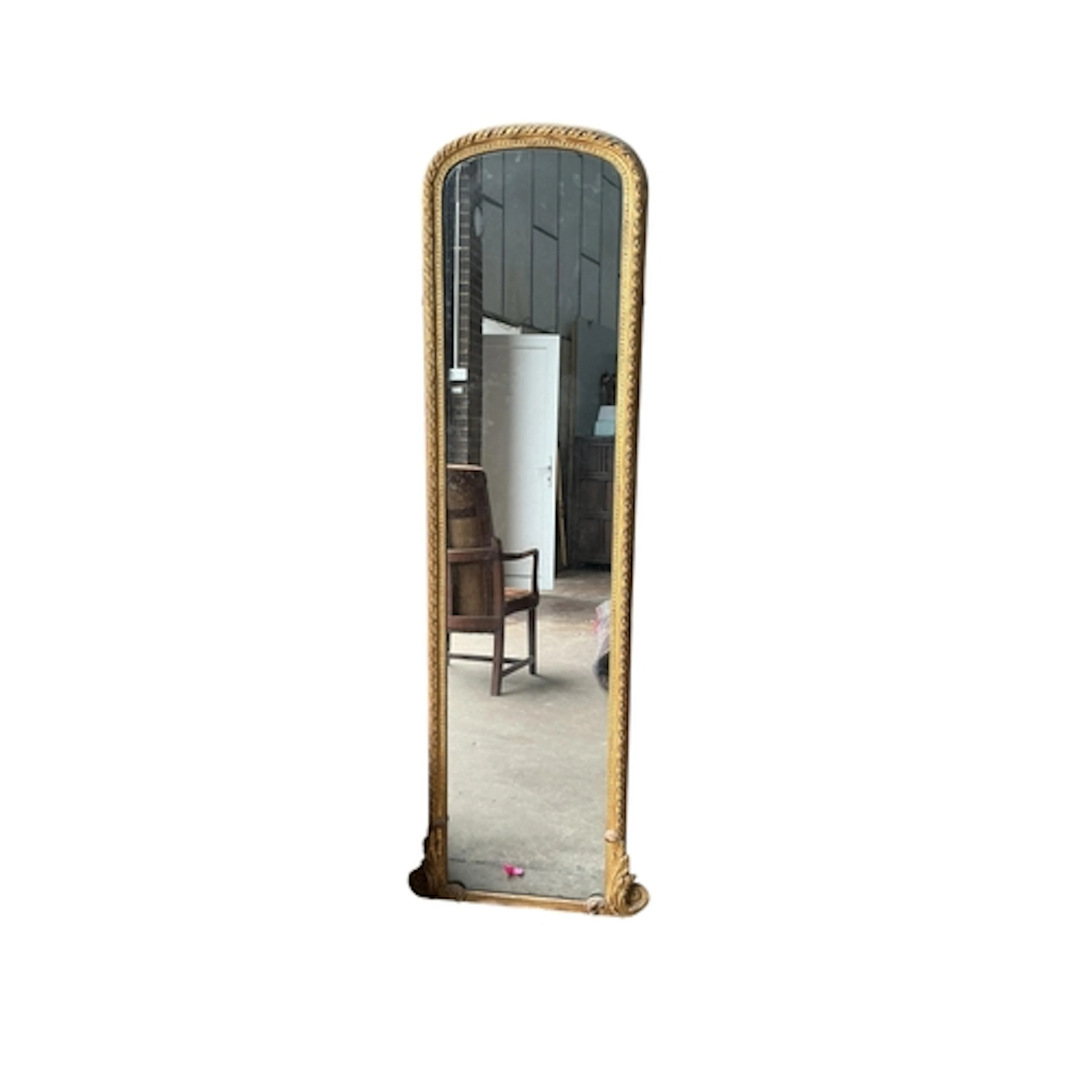 A Victorian giltwood and composition robing mirror, width 65...