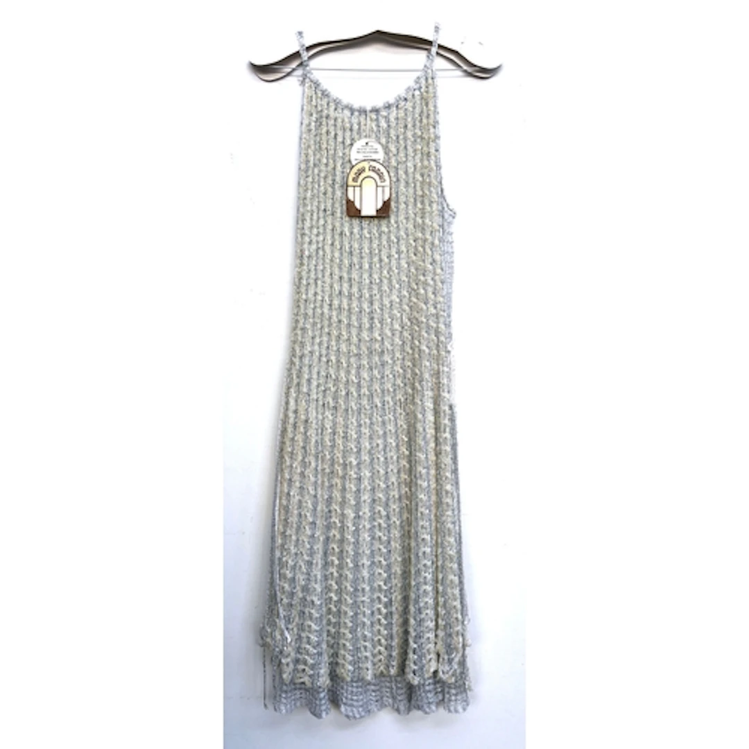 A 1970s Mary Farrin knitted pale blue and cream dress, new w...