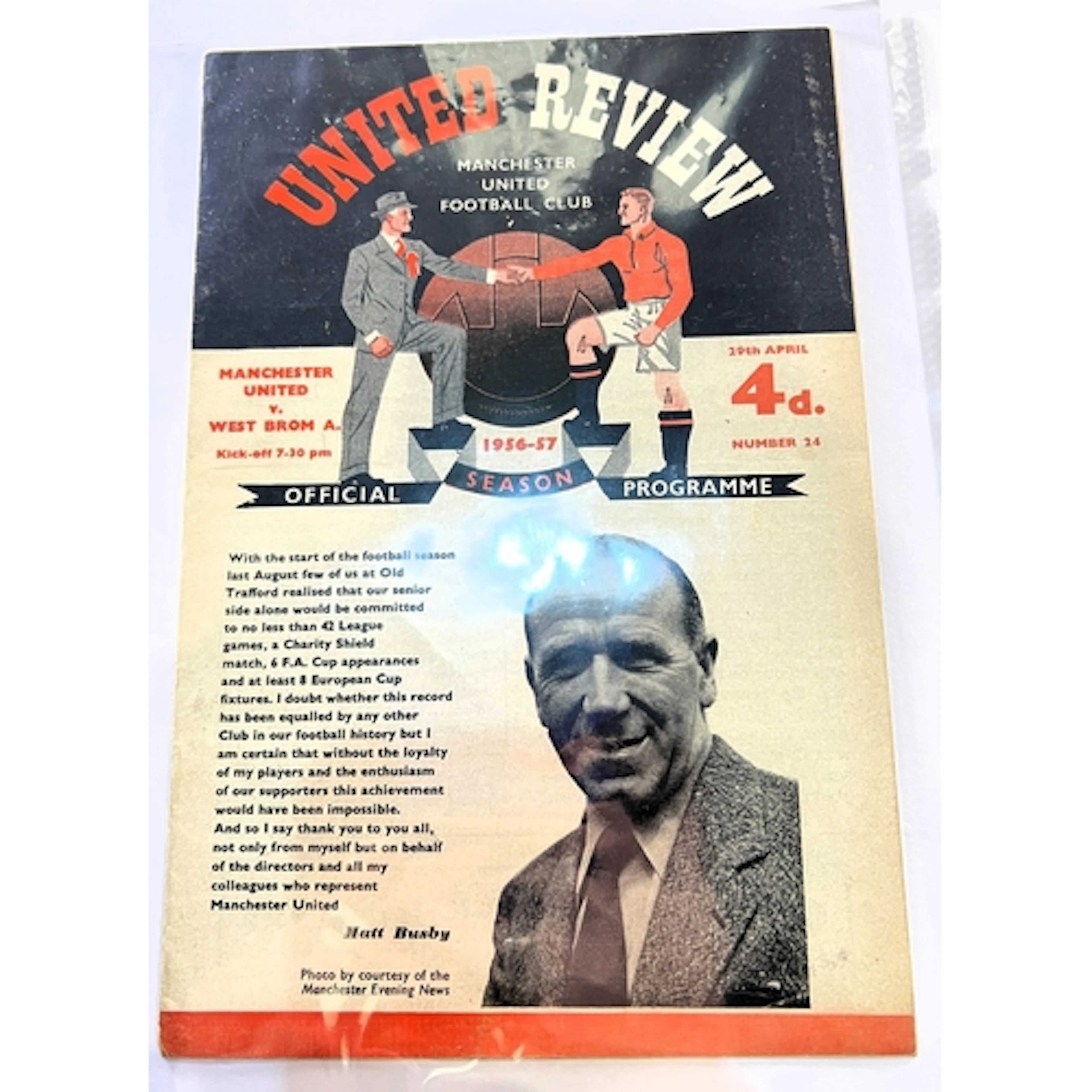 Football programmes, Manchester United 1956-57 Home plus F. ...