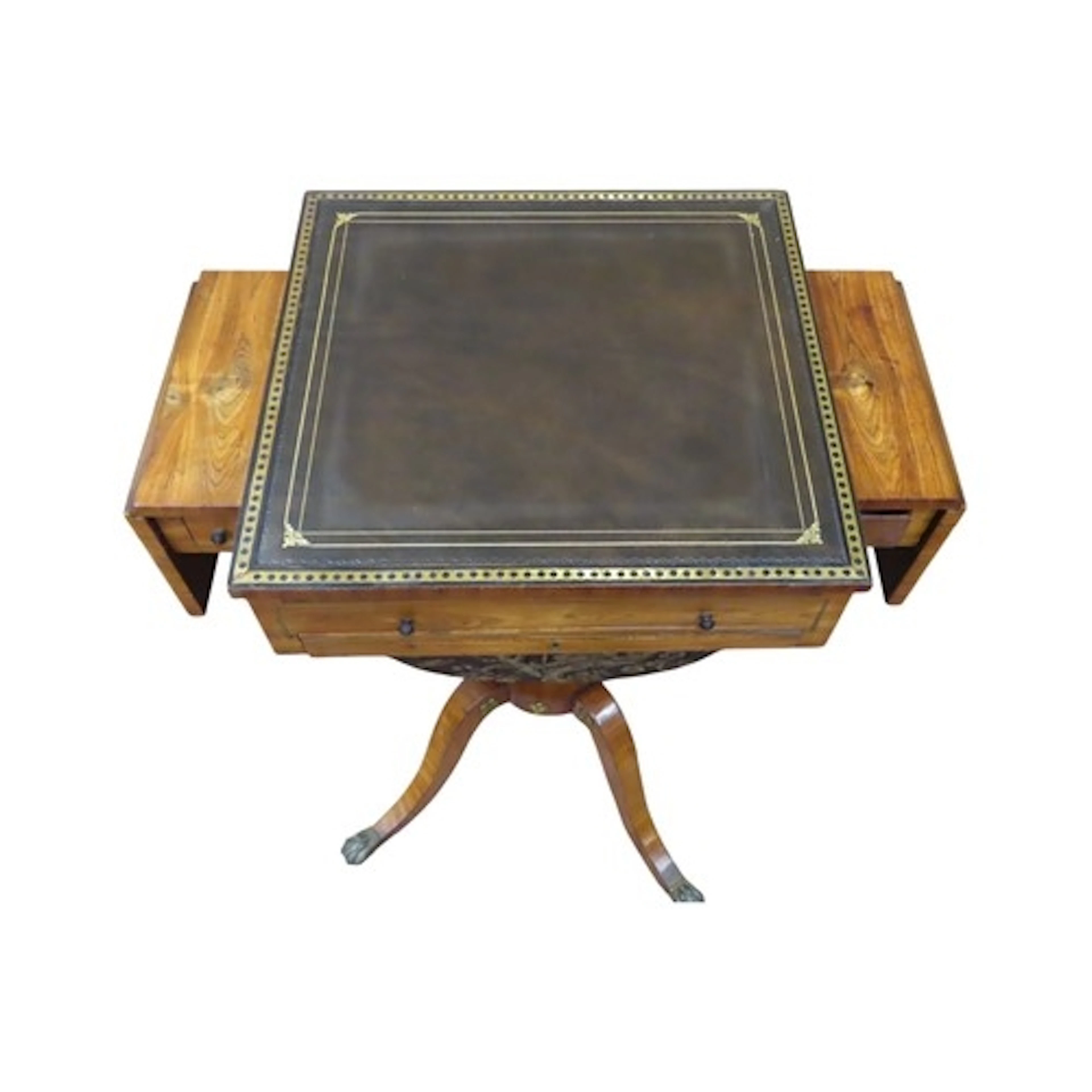 A Georgian rosewood ladies work Table with adjustable leathe...
