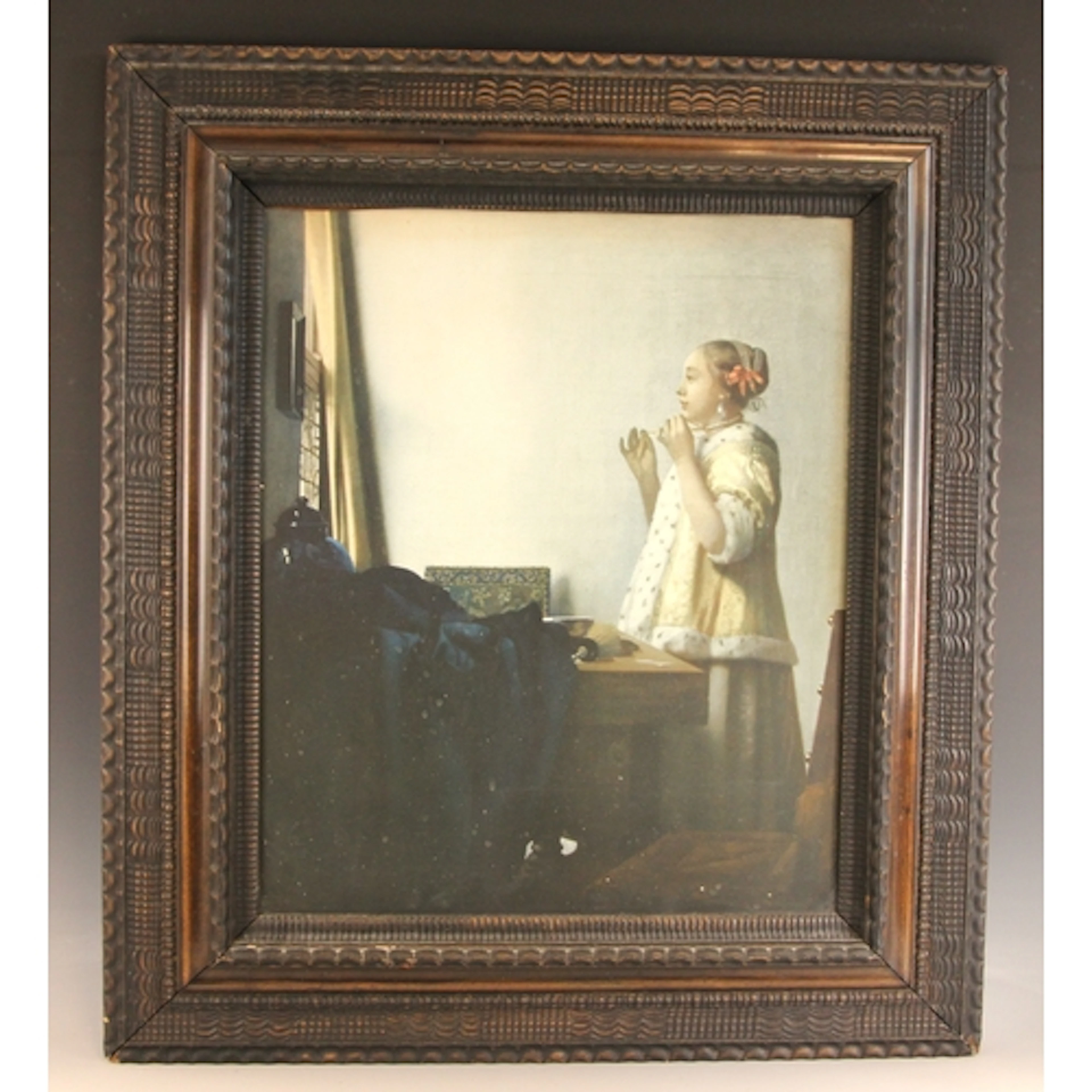 A Dutch Frisian style chip carved wooden picture frame, prob...