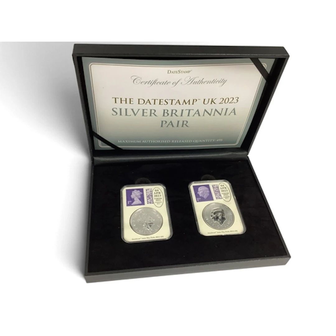 2023 One Ounce Fine Silver Britannia Two Coin Set, QEII and ...