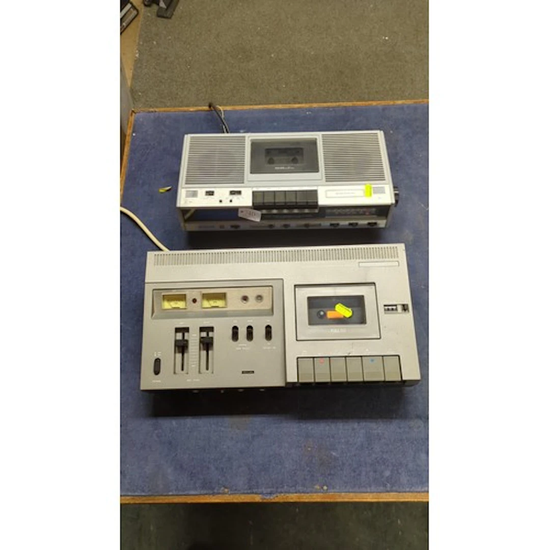 A pair of cassette recorders: JVC CD-1740B stereo deck with ...