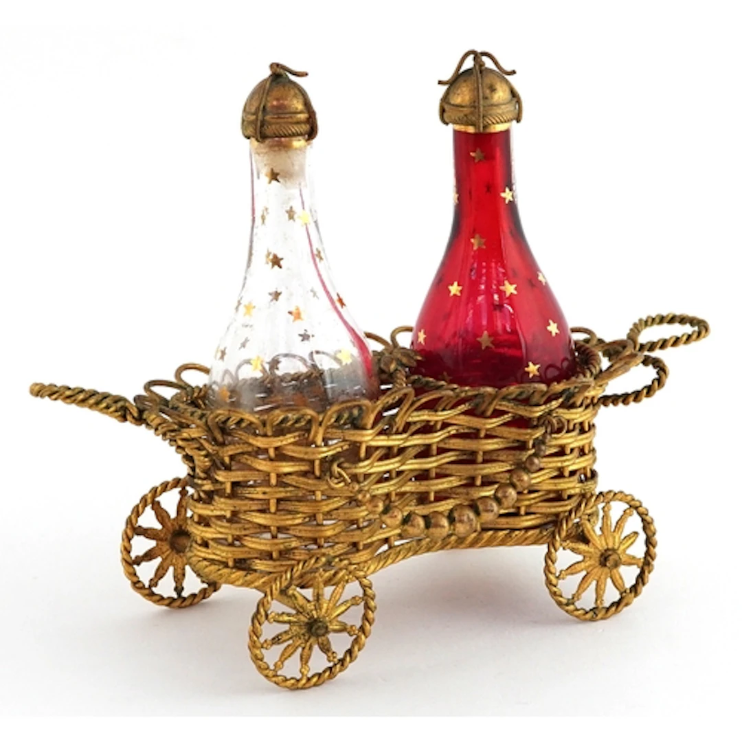 19th century gilt brass novelty carriage design table oil an...