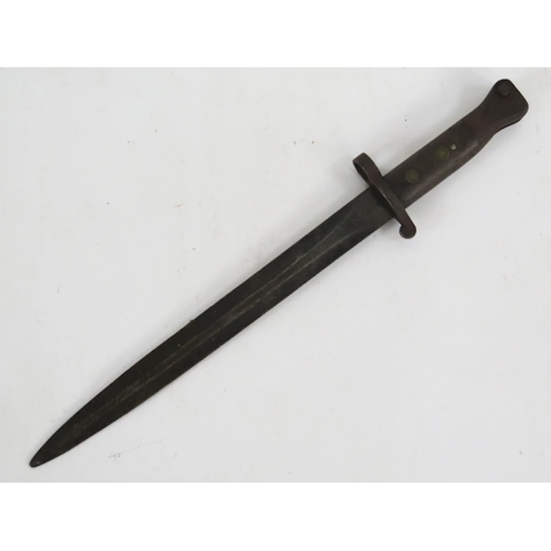 A 19th century English bayonet with 29cm double edge blade b...