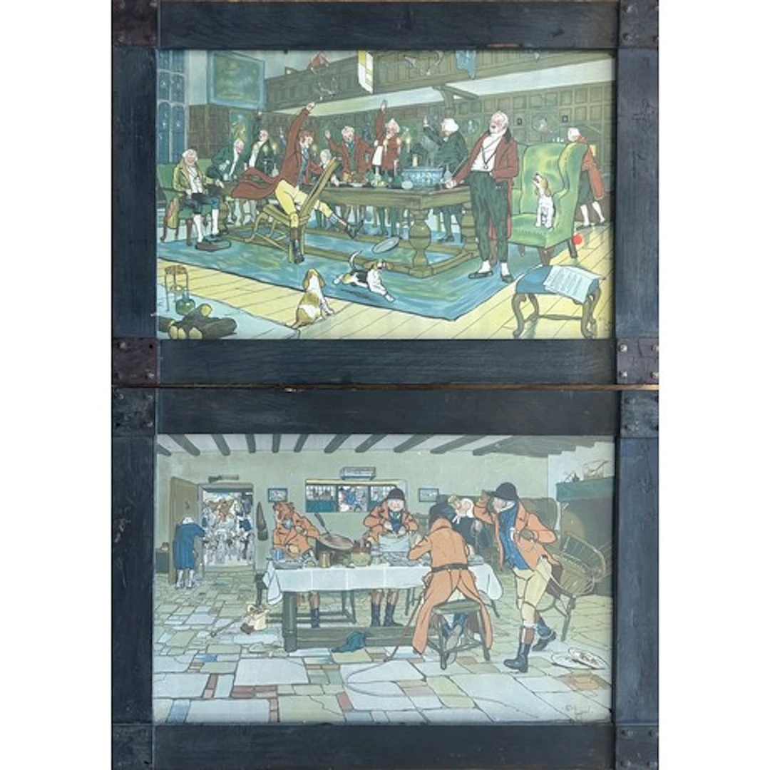 Cecil Aldin, a pair of coloured lithographs, 'The Hunt Sup...