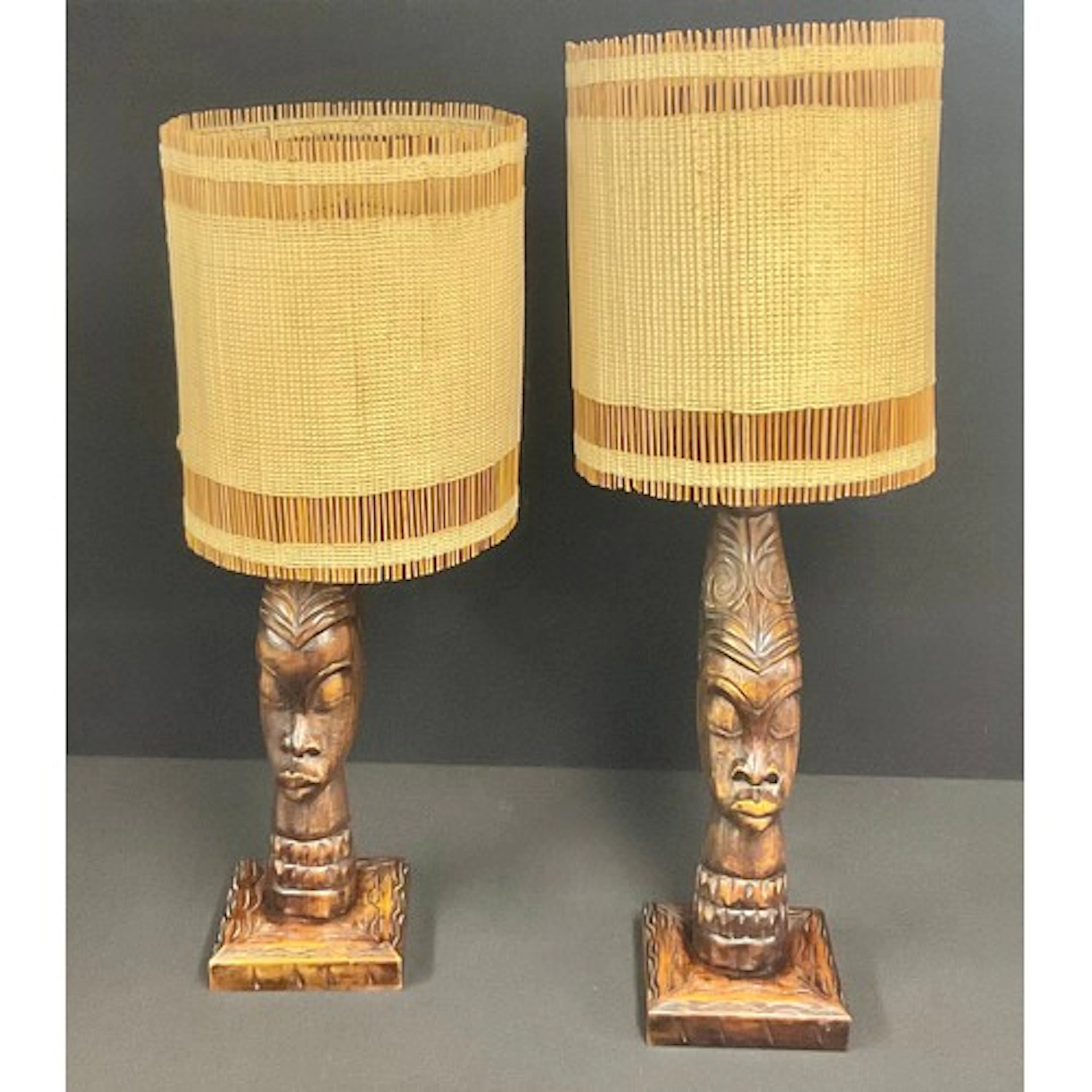 Tribal Art & Interiors - a pair of Haitian mahogany figural ...