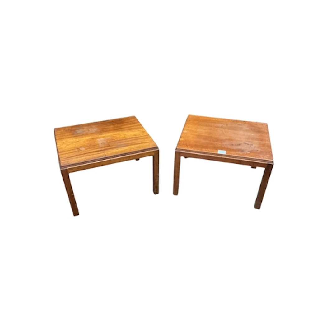 A pair of Gordon Russell teak low coffee tables, width 53cm,...
