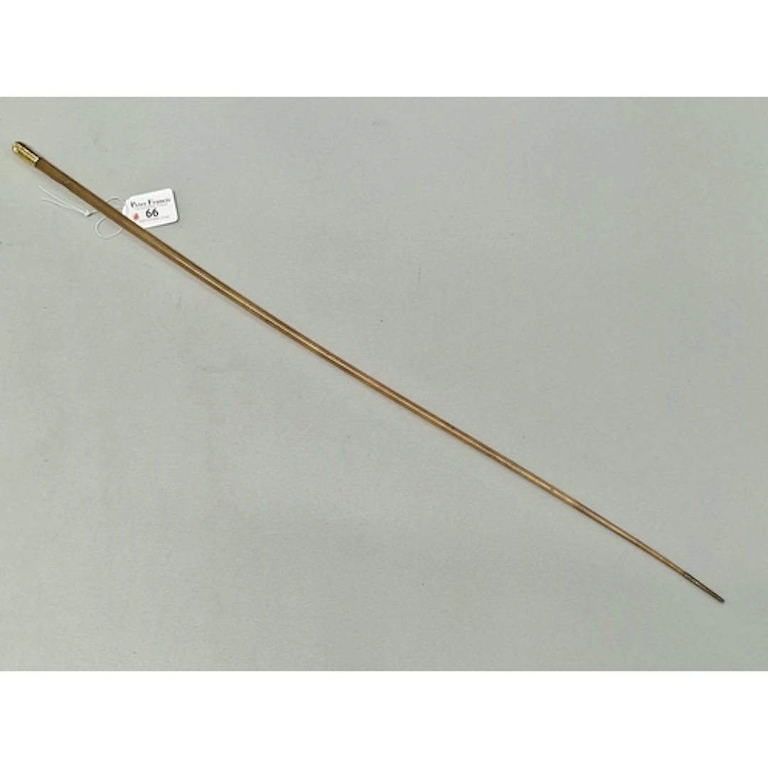 Victorian presentation swagger stick with 18ct gold tip, ins...
