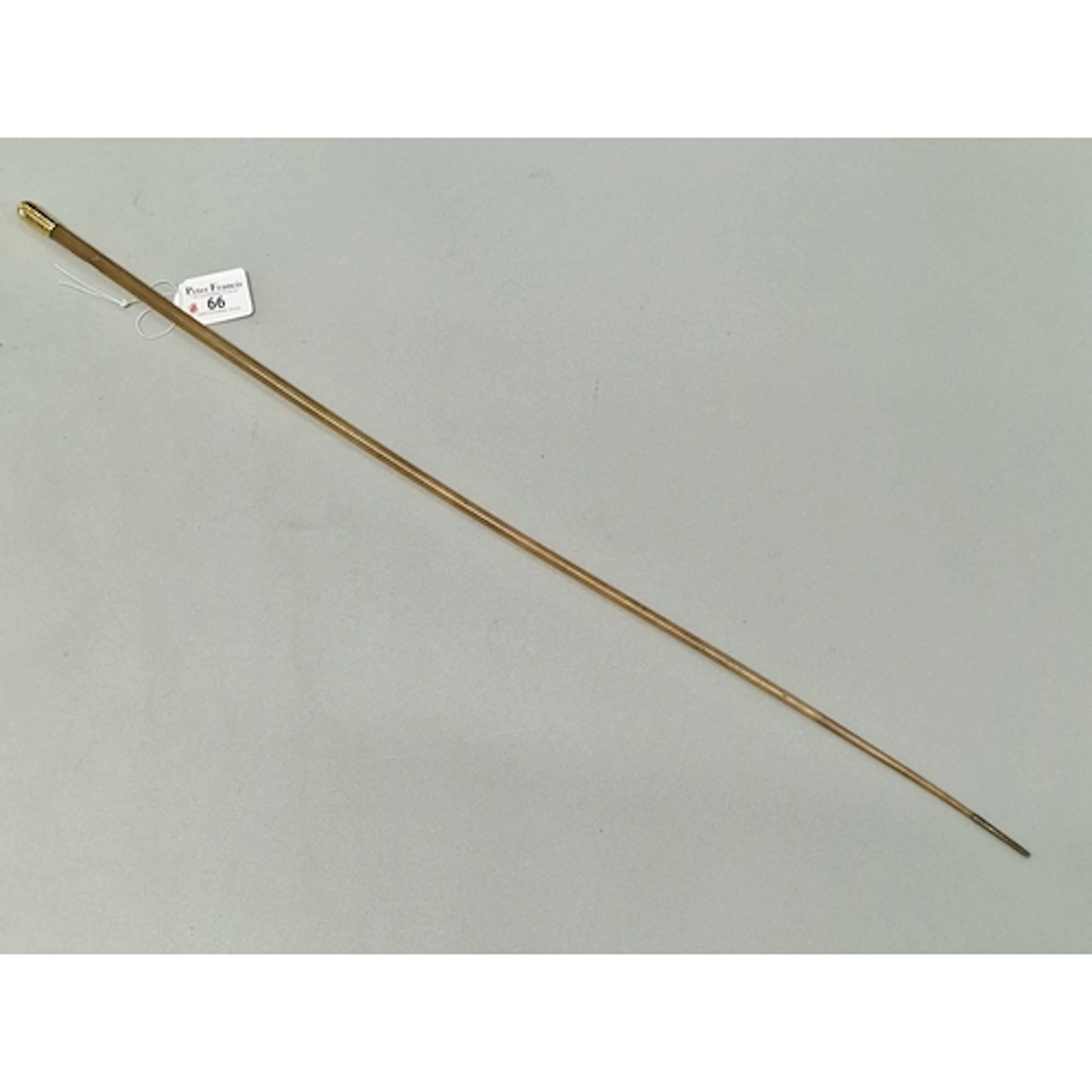Victorian presentation swagger stick with 18ct gold tip, ins...