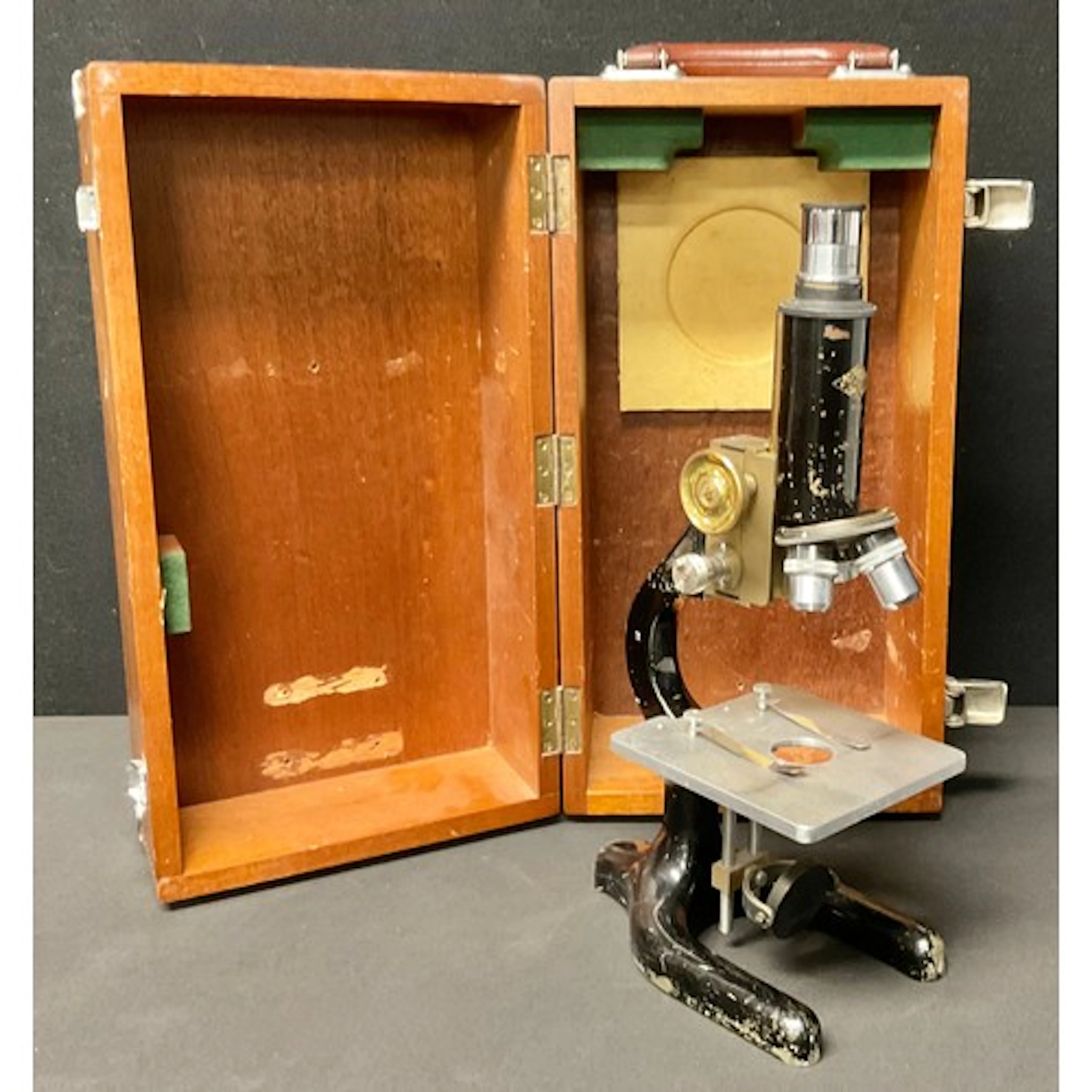 An early 20th century Prior & Co. London black lacquer micro...