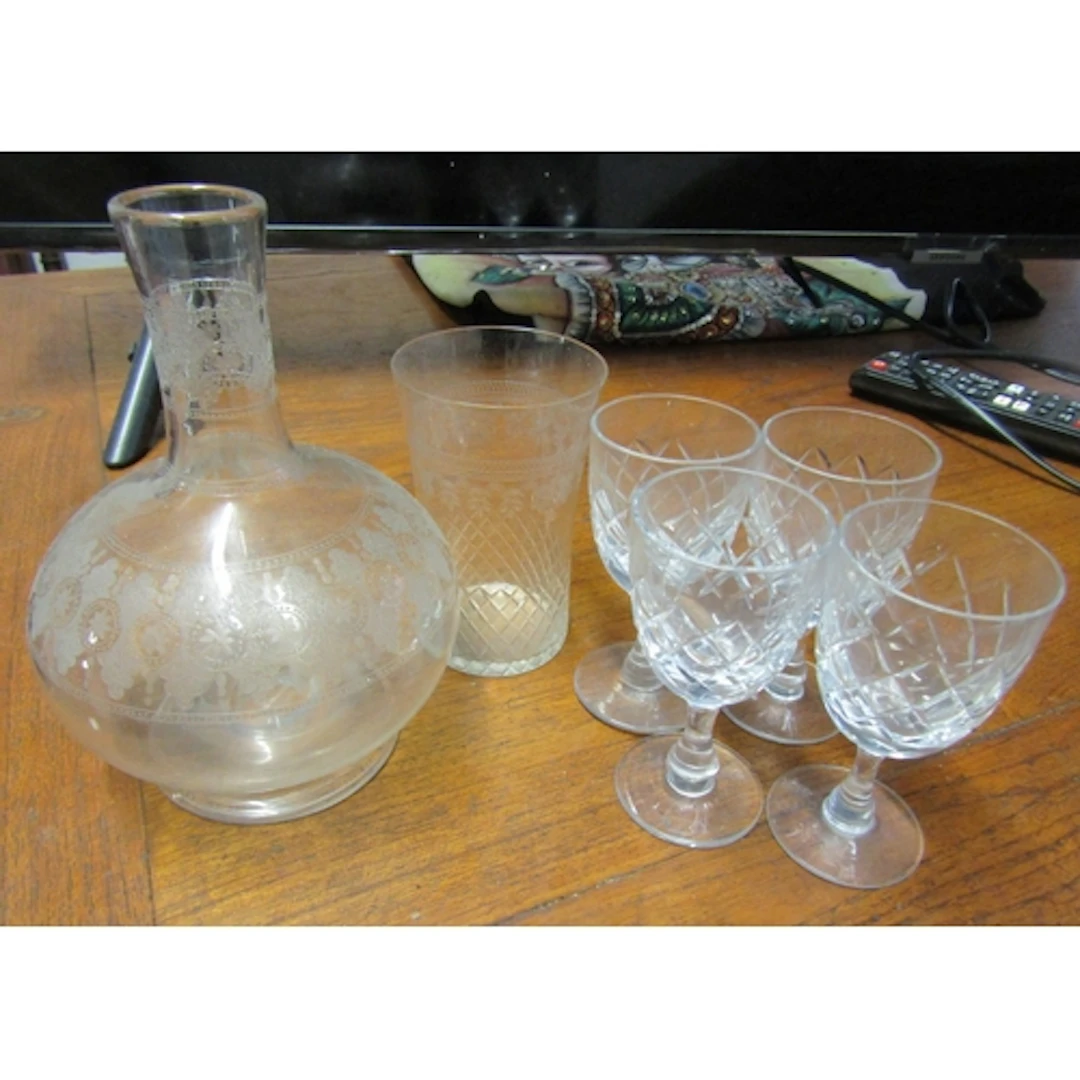Collection of Four Irish Cut Crystal Pedestal Form Glasses w...