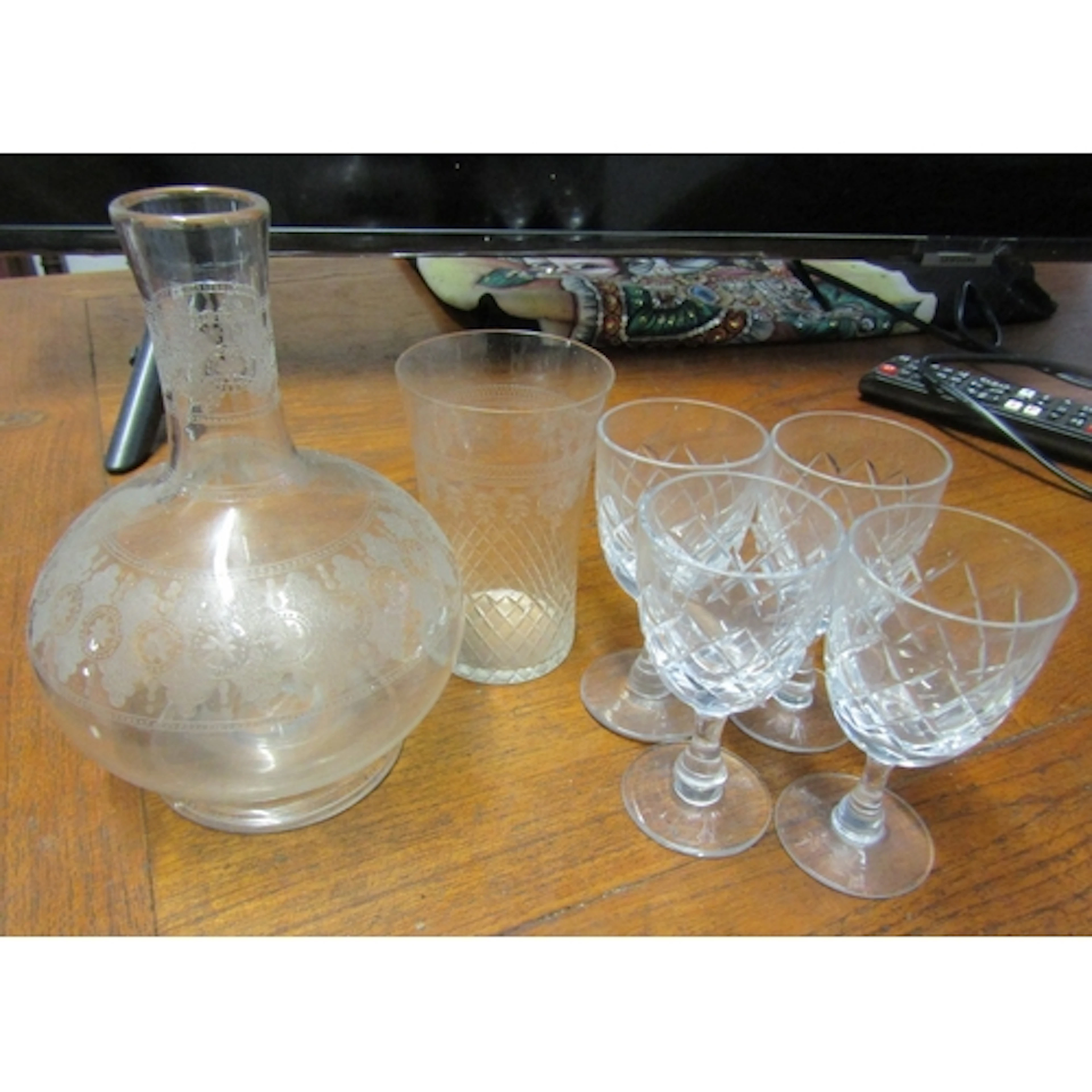 Collection of Four Irish Cut Crystal Pedestal Form Glasses w...