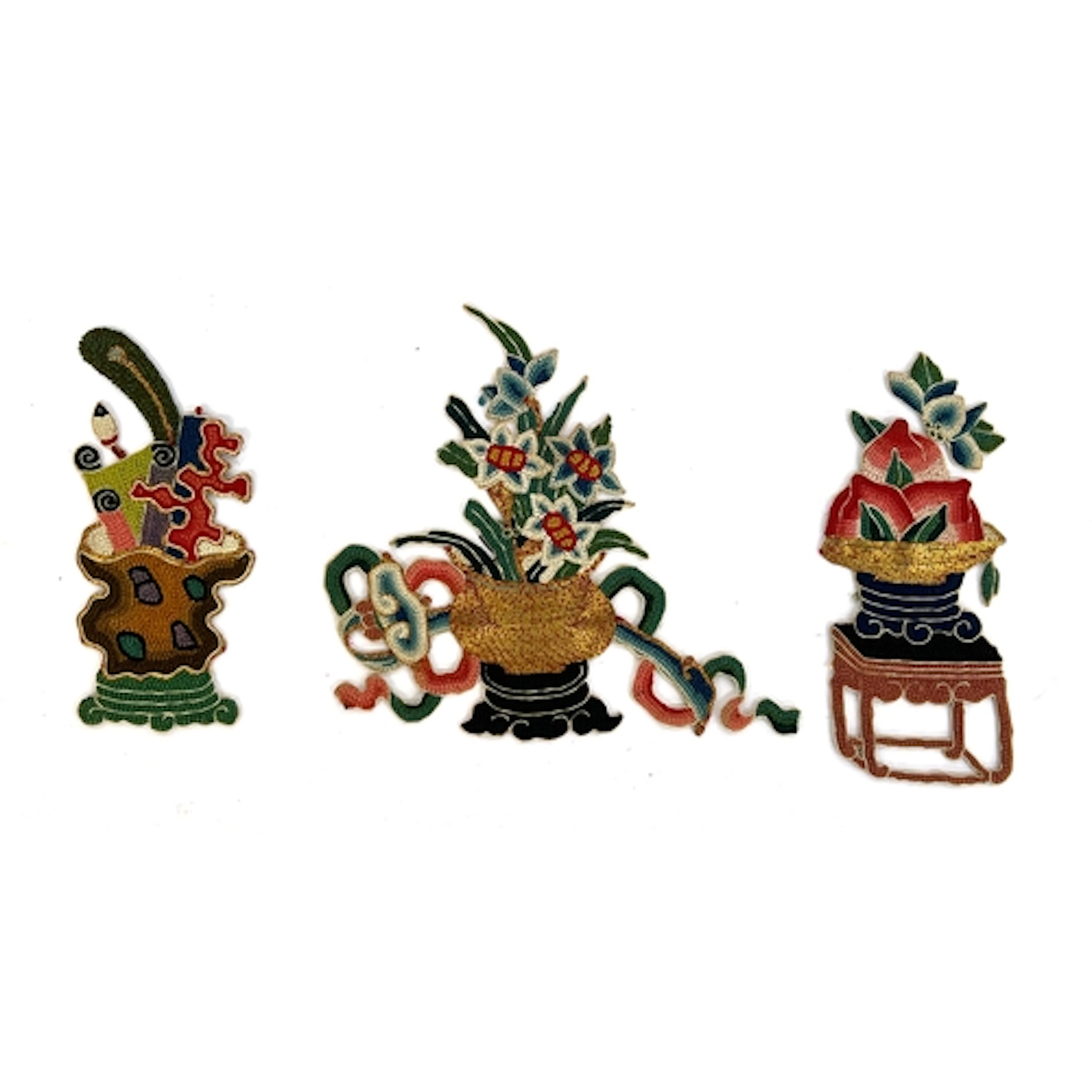 Three early 20th century Chinese peking knot appliques, one ...