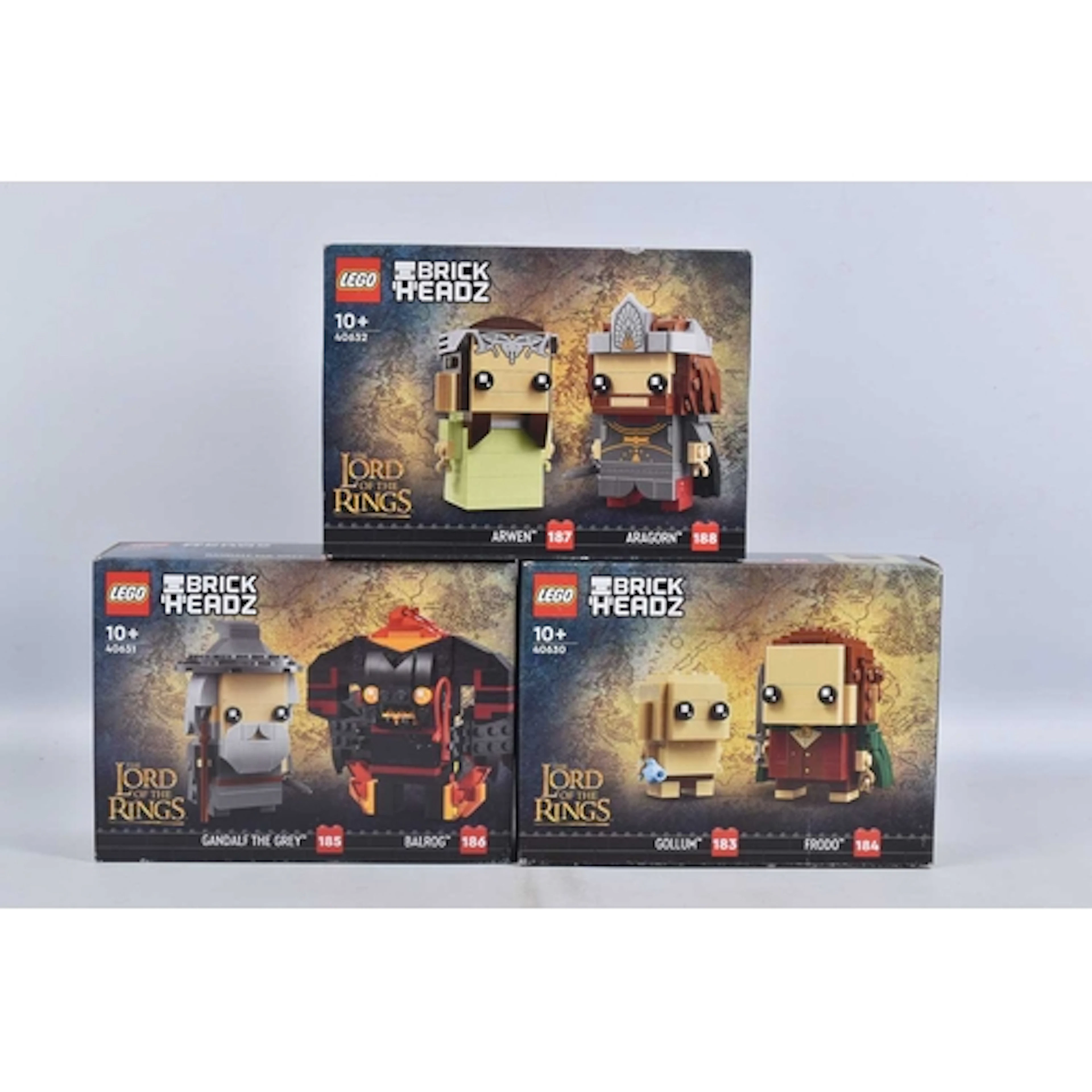 THREE BOXED AND SEALED LORD OF THE RINGS BRICKHEADZ LEGO SET...