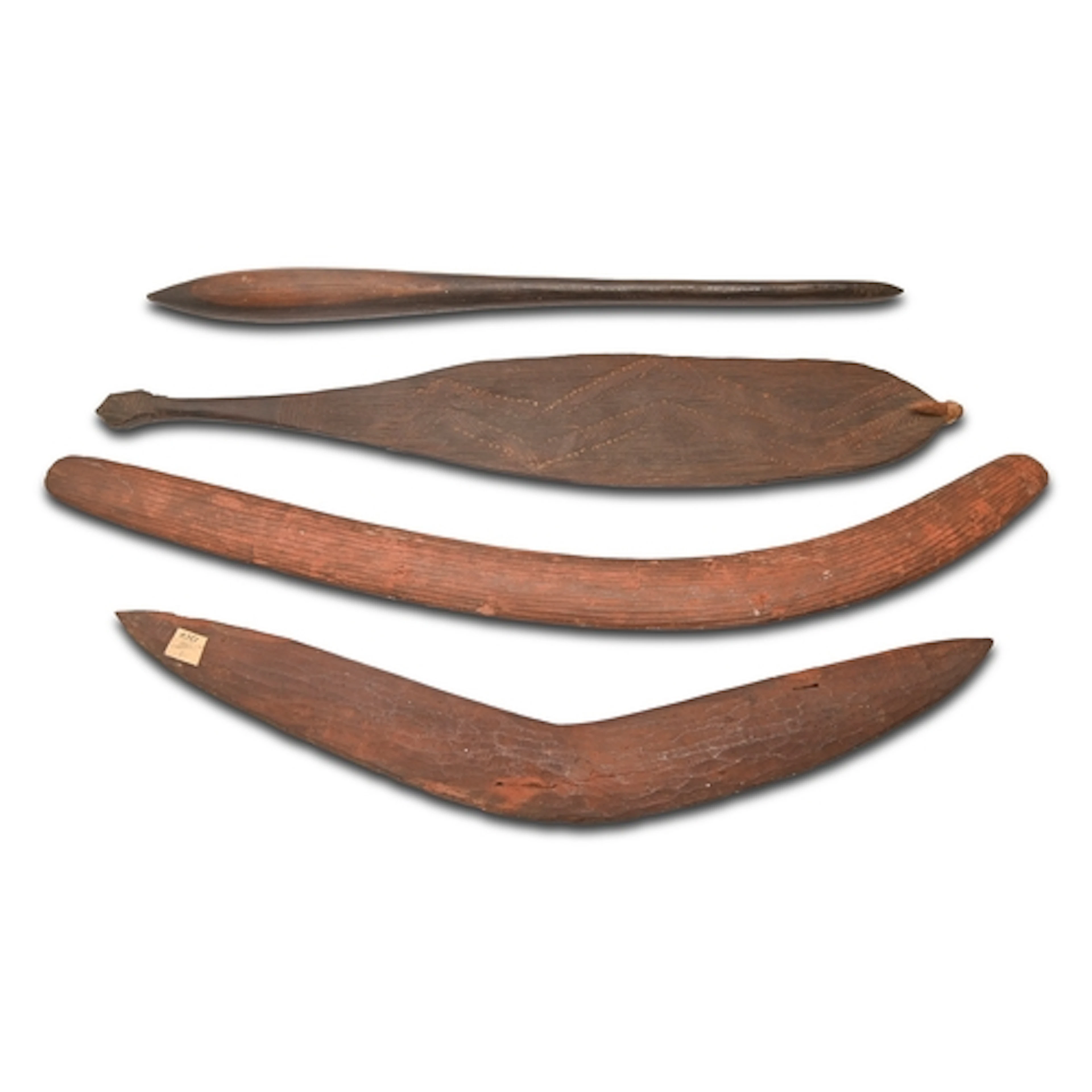Australia. Four Aboriginal wood objects, 19th or early 20th ...